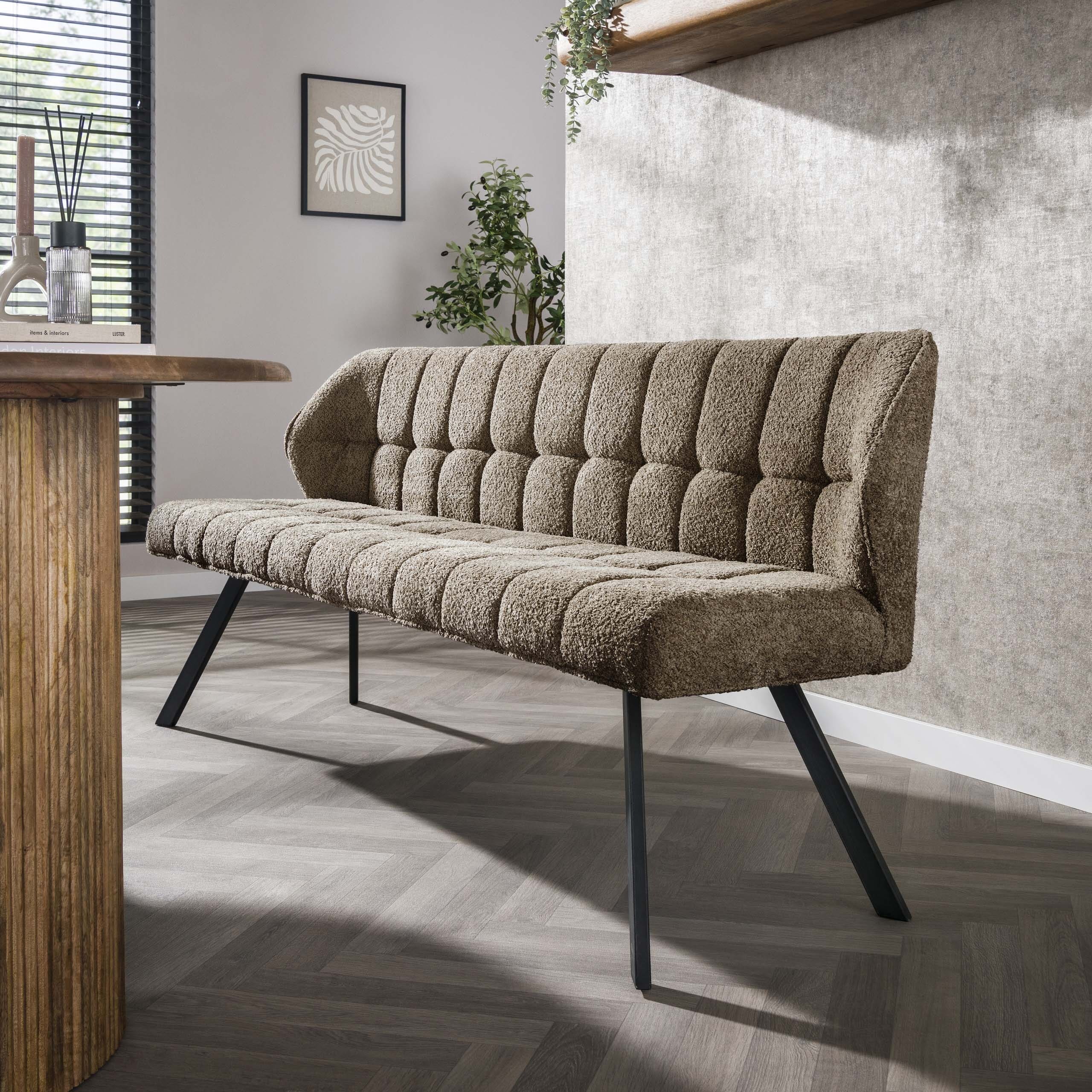 Eetkamerbank Raster - BouclØ Taupe Bullcraft Eetkamerbank 4955/50B