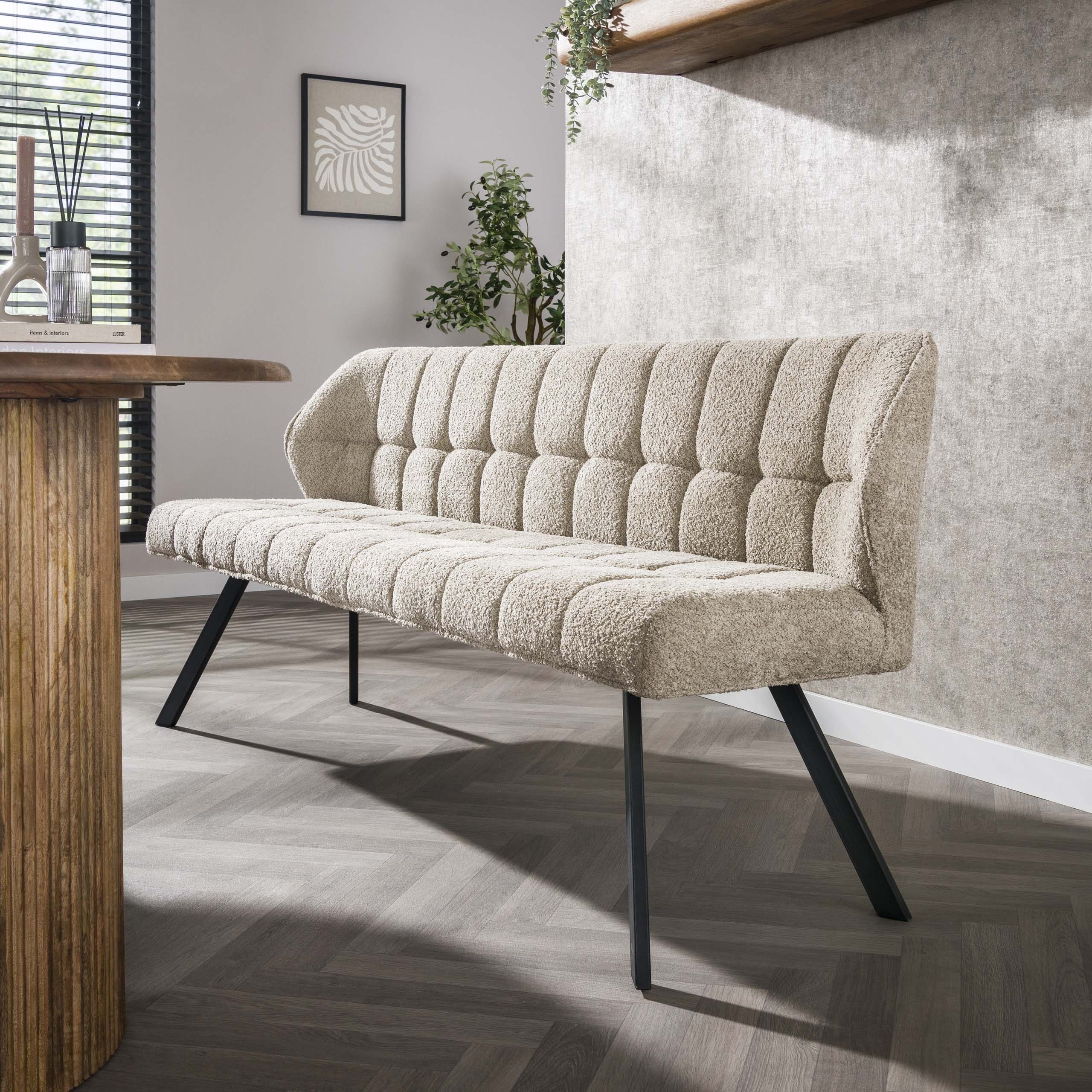 Eetkamerbank Raster - BouclØ Zand Bullcraft Eetkamerbank 4955/54B