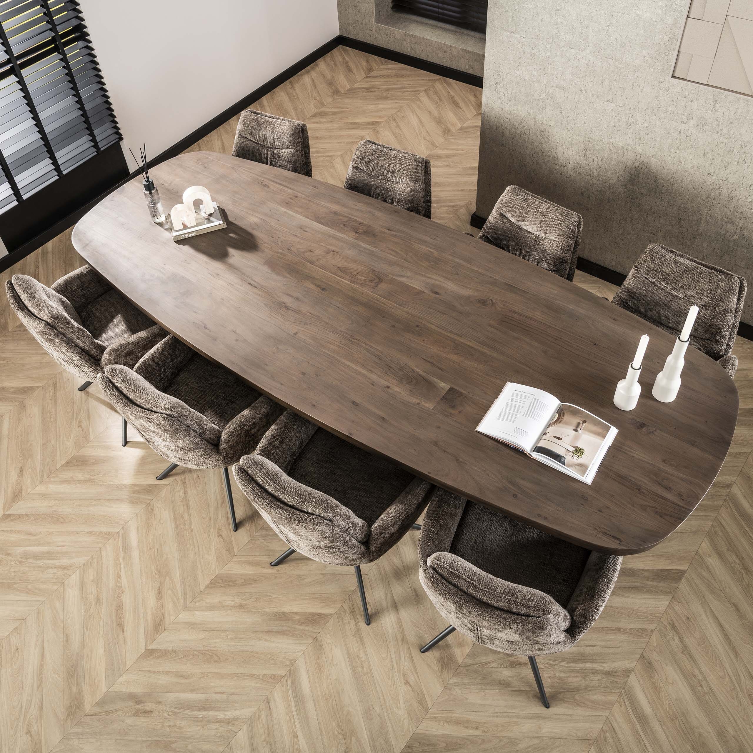 Eettafel Arcadia Deens Ovaal 300cm - Massief Acacia Bruin Bullcraft Eettafel 2028/15D