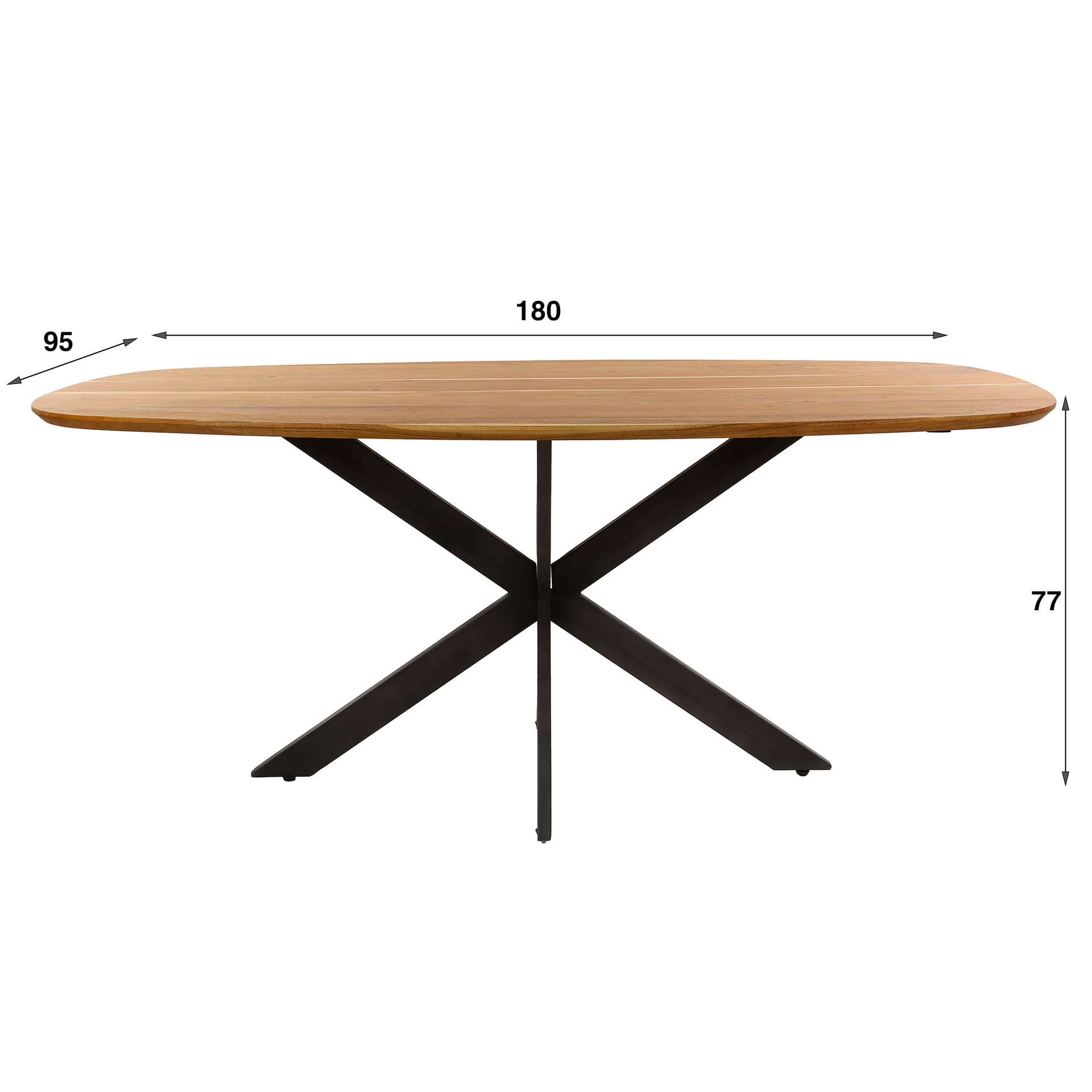 Eettafel Arhus Solid 180 - Massief Acacia Bullcraft Eettafel 2975/15