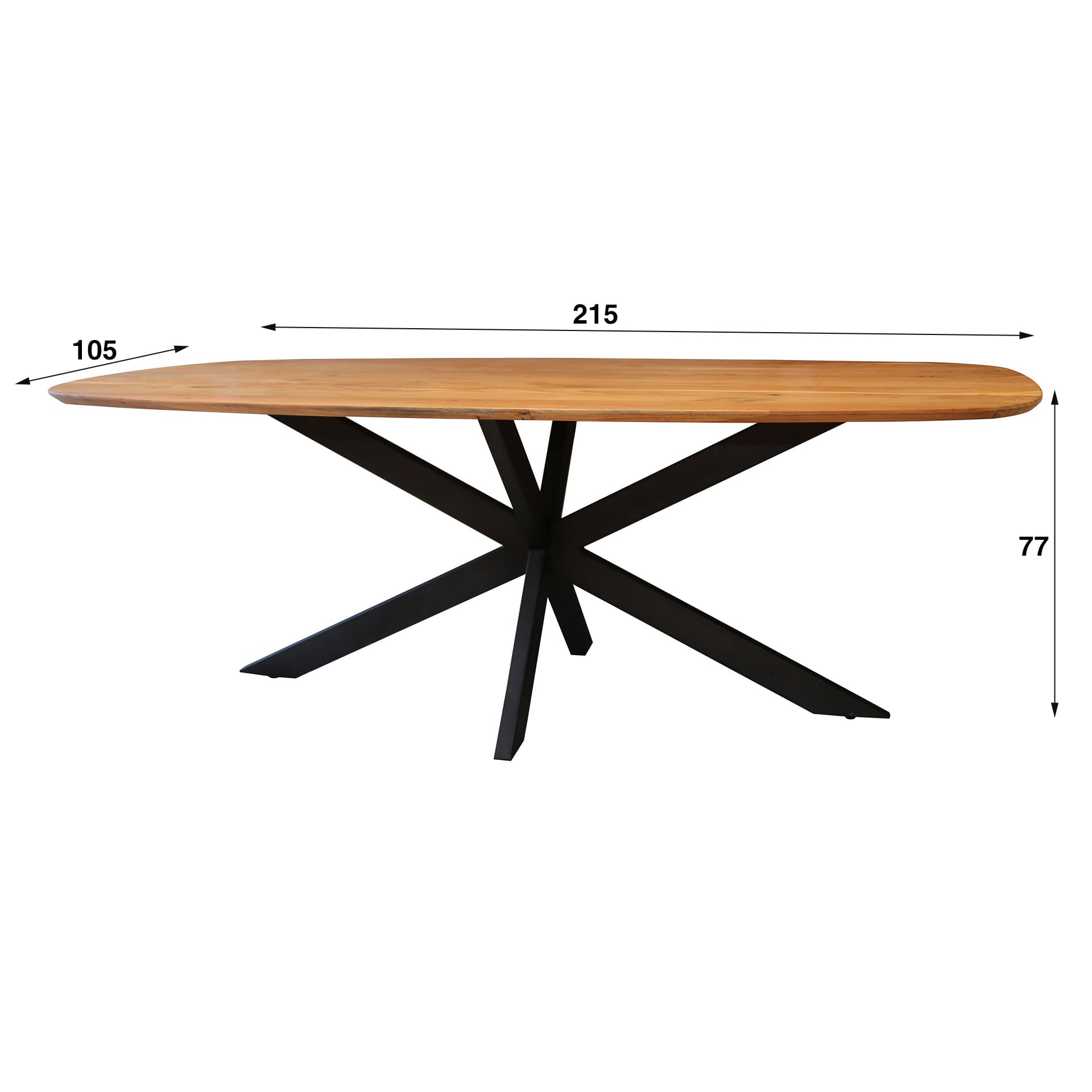 Eettafel Arhus Solid 215 - Massief Acacia Bullcraft Eettafel 2977/15