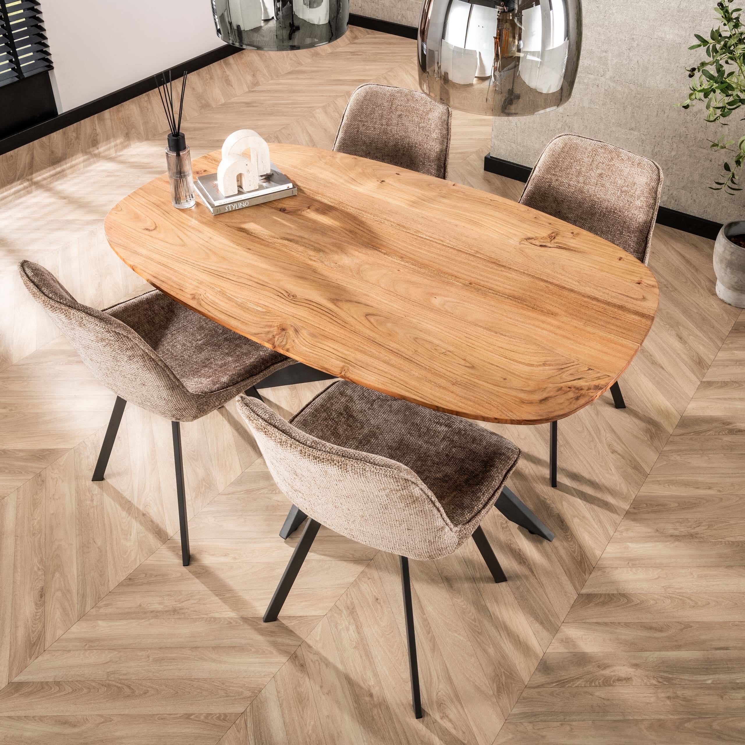 Eettafel Arhus Solid Deens Ovaal 150cm - Massief Acacia Bullcraft Eettafel 2973/15