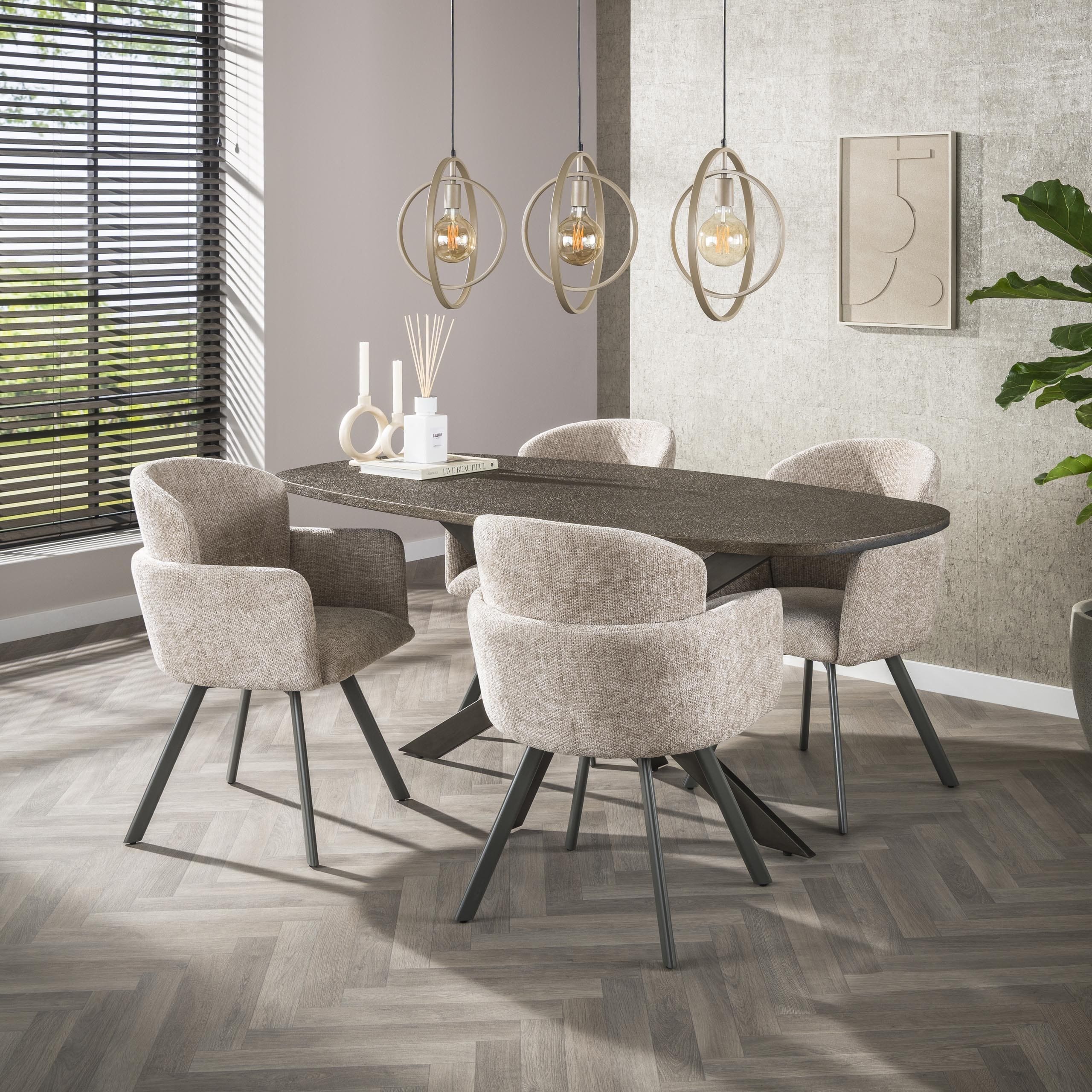Eettafel Bronvik Deens Ovaal 180cm - Brons Liquid Metal Bullcraft Eettafel 3254/40l