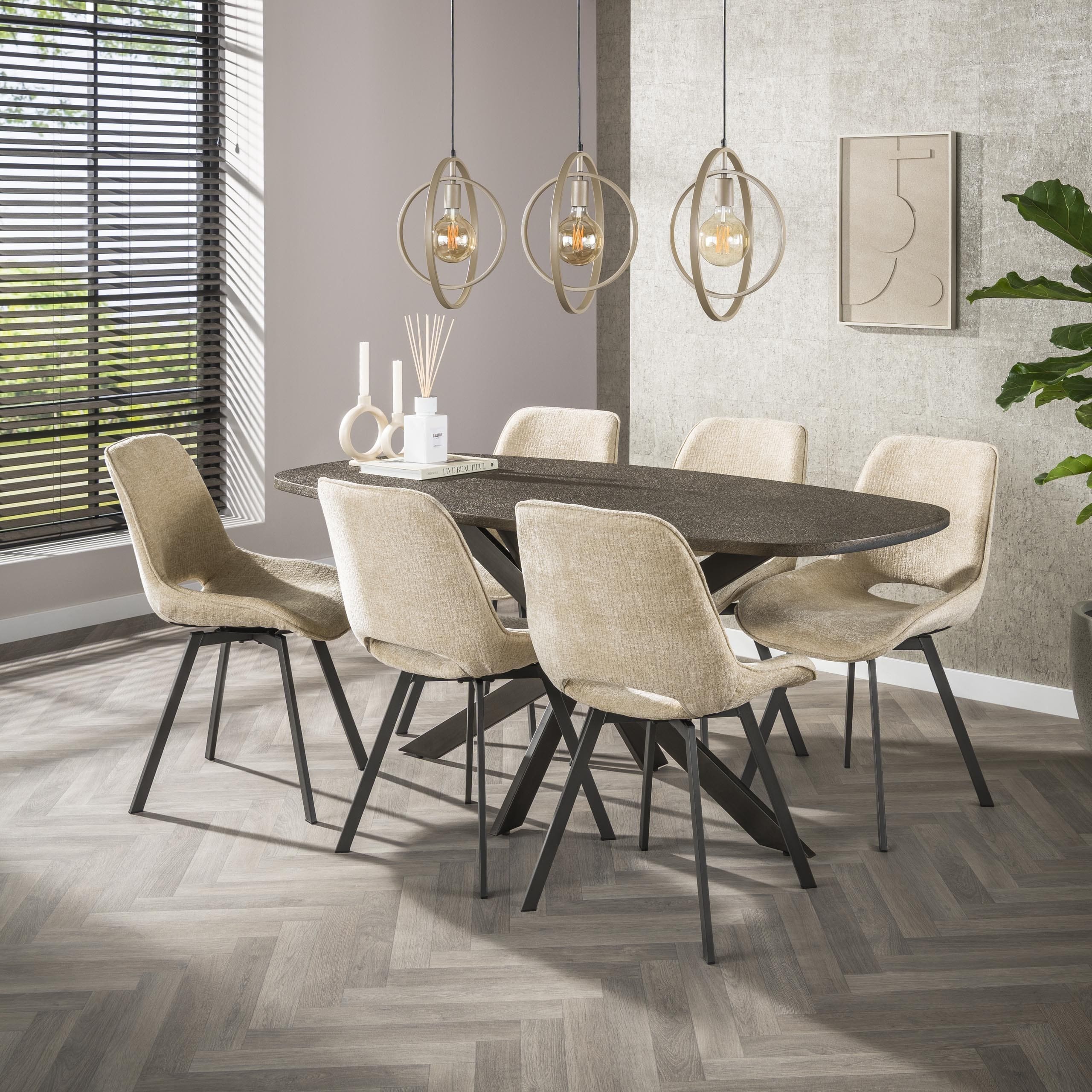 Eettafel Bronvik Deens Ovaal 180cm - Brons Liquid Metal Bullcraft Eettafel 3254/40l