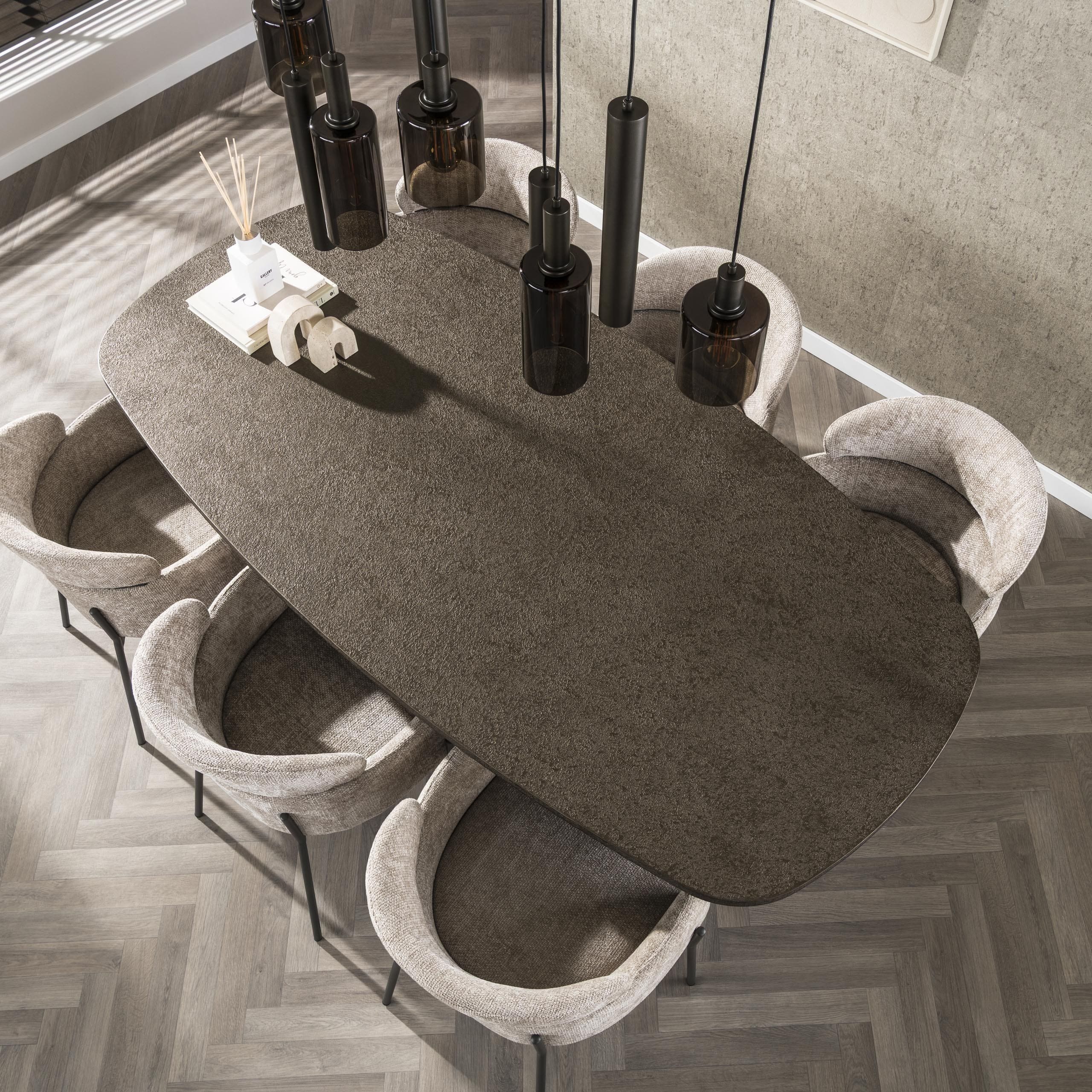 Eettafel Bronvik Deens Ovaal 215 cm - Brons Liquid Metal Bullcraft Eettafel 3255/40l