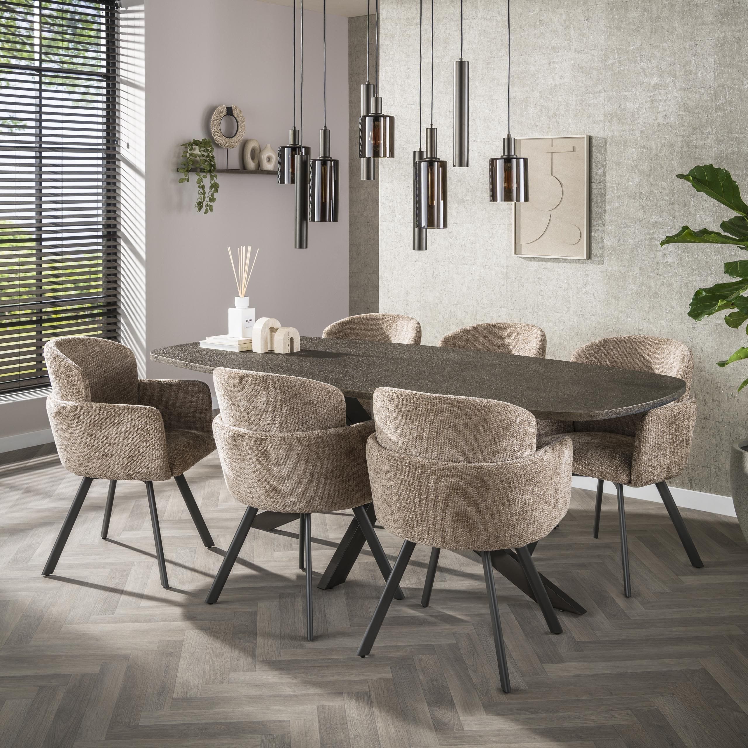 Eettafel Bronvik Deens Ovaal 215 cm - Brons Liquid Metal Bullcraft Eettafel 3255/40l