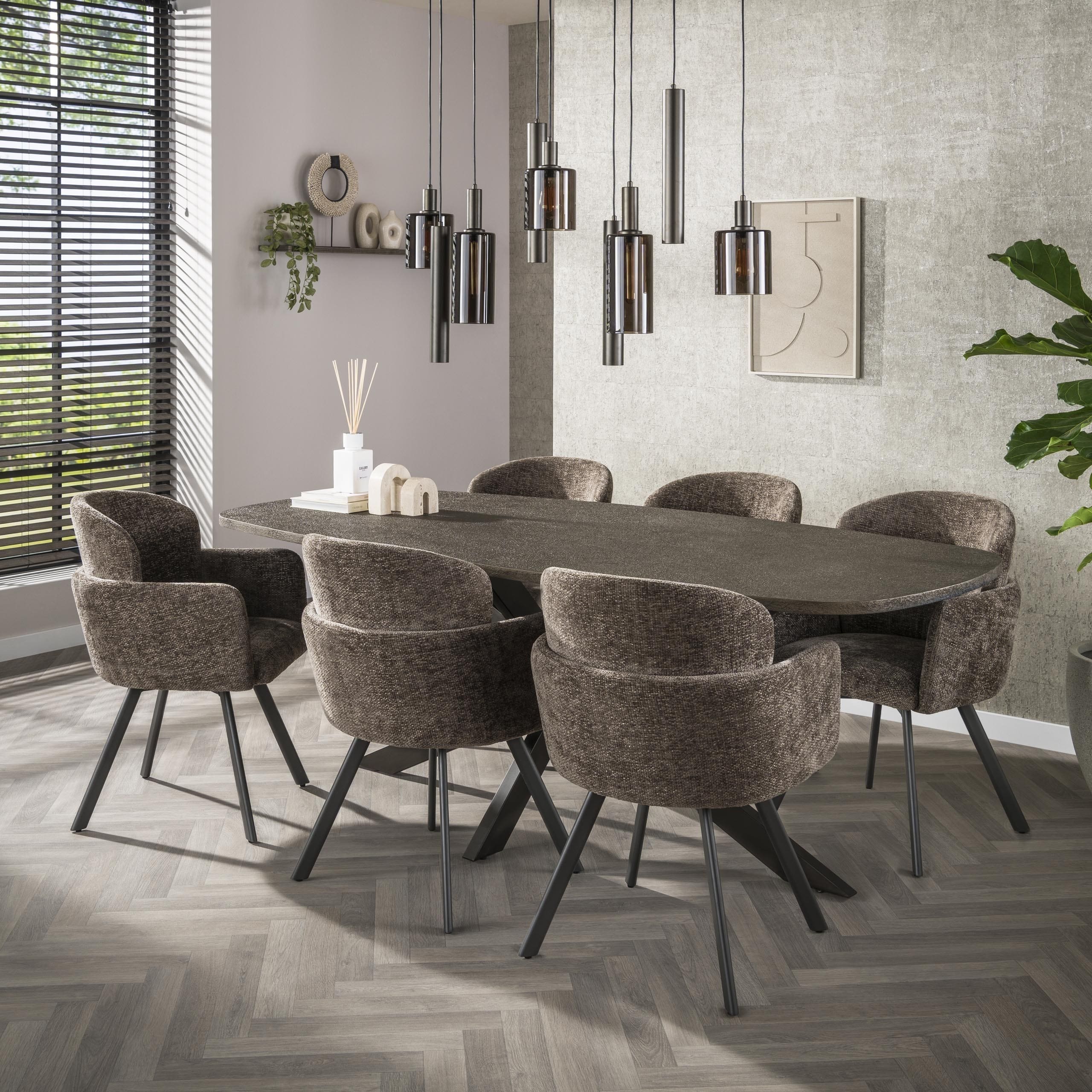 Eettafel Bronvik Deens Ovaal 215 cm - Brons Liquid Metal Bullcraft Eettafel 3255/40l