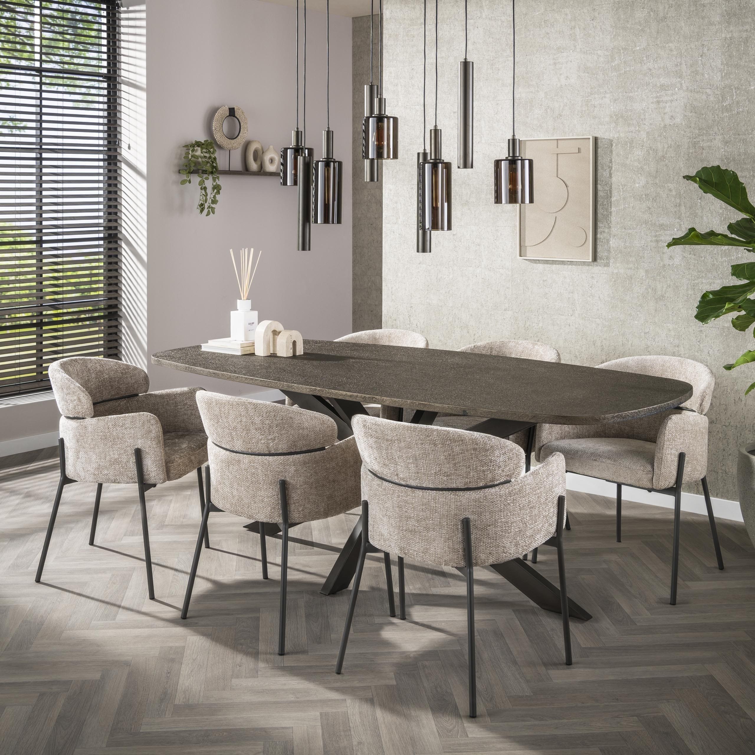 Eettafel Bronvik Deens Ovaal 215 cm - Brons Liquid Metal Bullcraft Eettafel 3255/40l