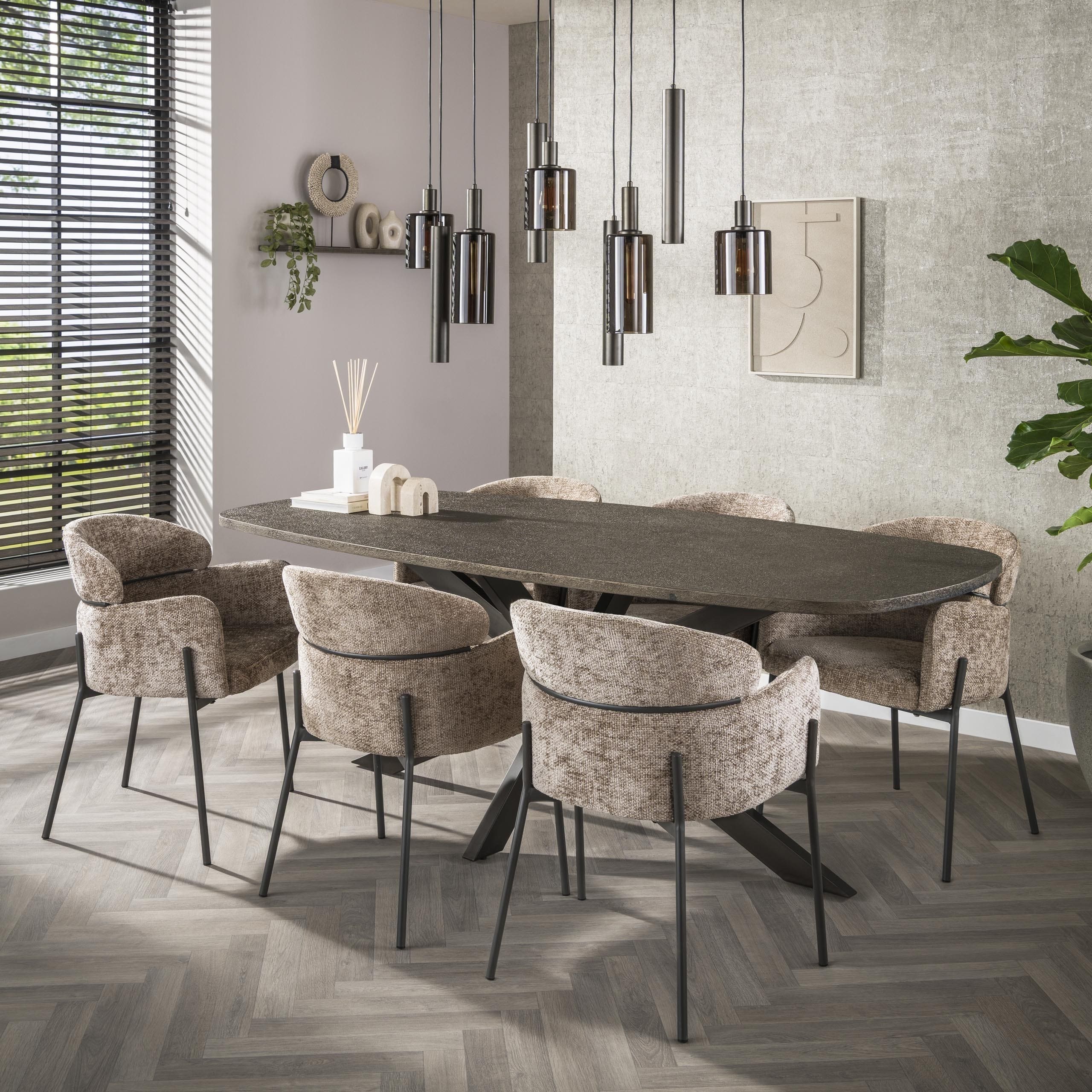 Eettafel Bronvik Deens Ovaal 215 cm - Brons Liquid Metal Bullcraft Eettafel 3255/40l