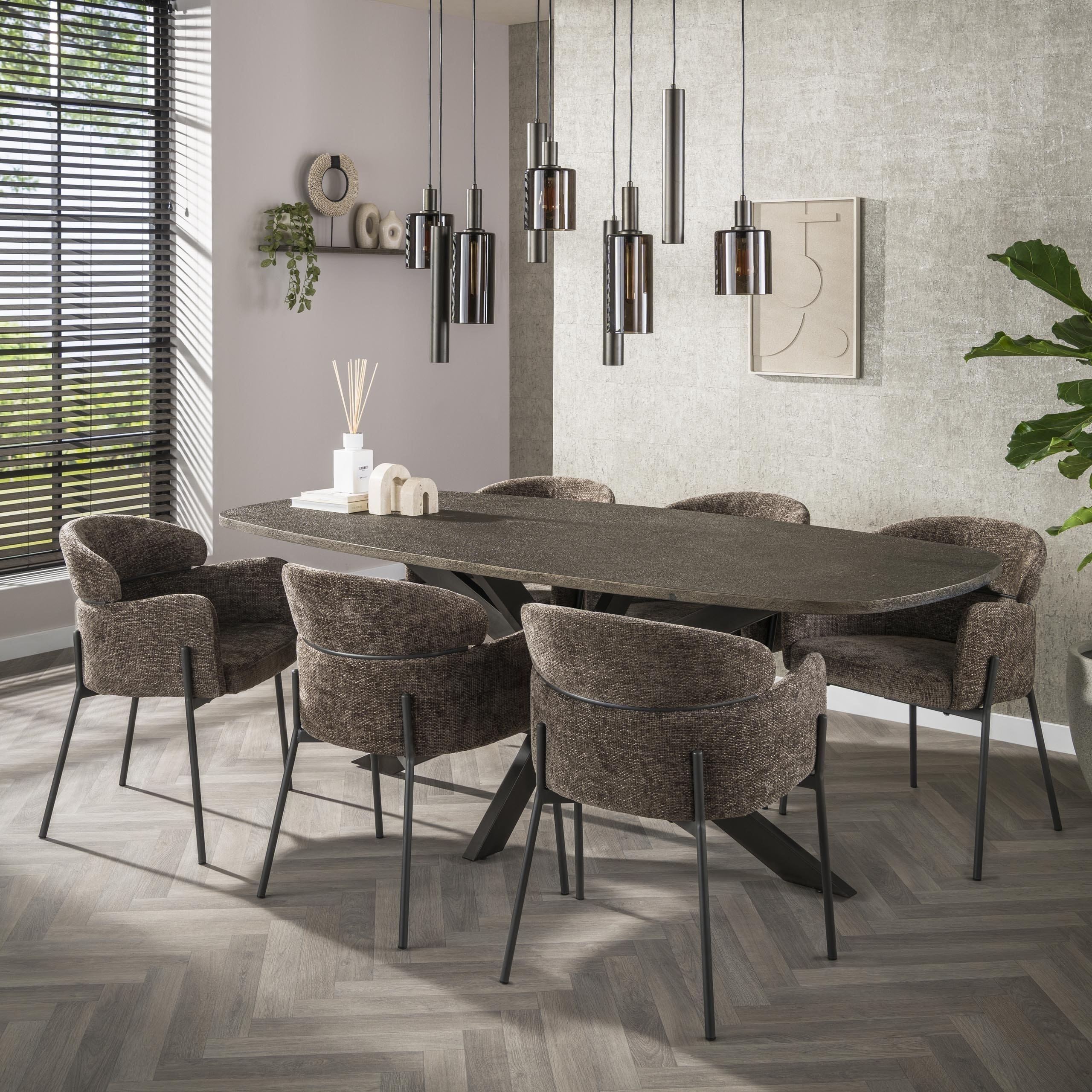 Eettafel Bronvik Deens Ovaal 215 cm - Brons Liquid Metal Bullcraft Eettafel 3255/40l