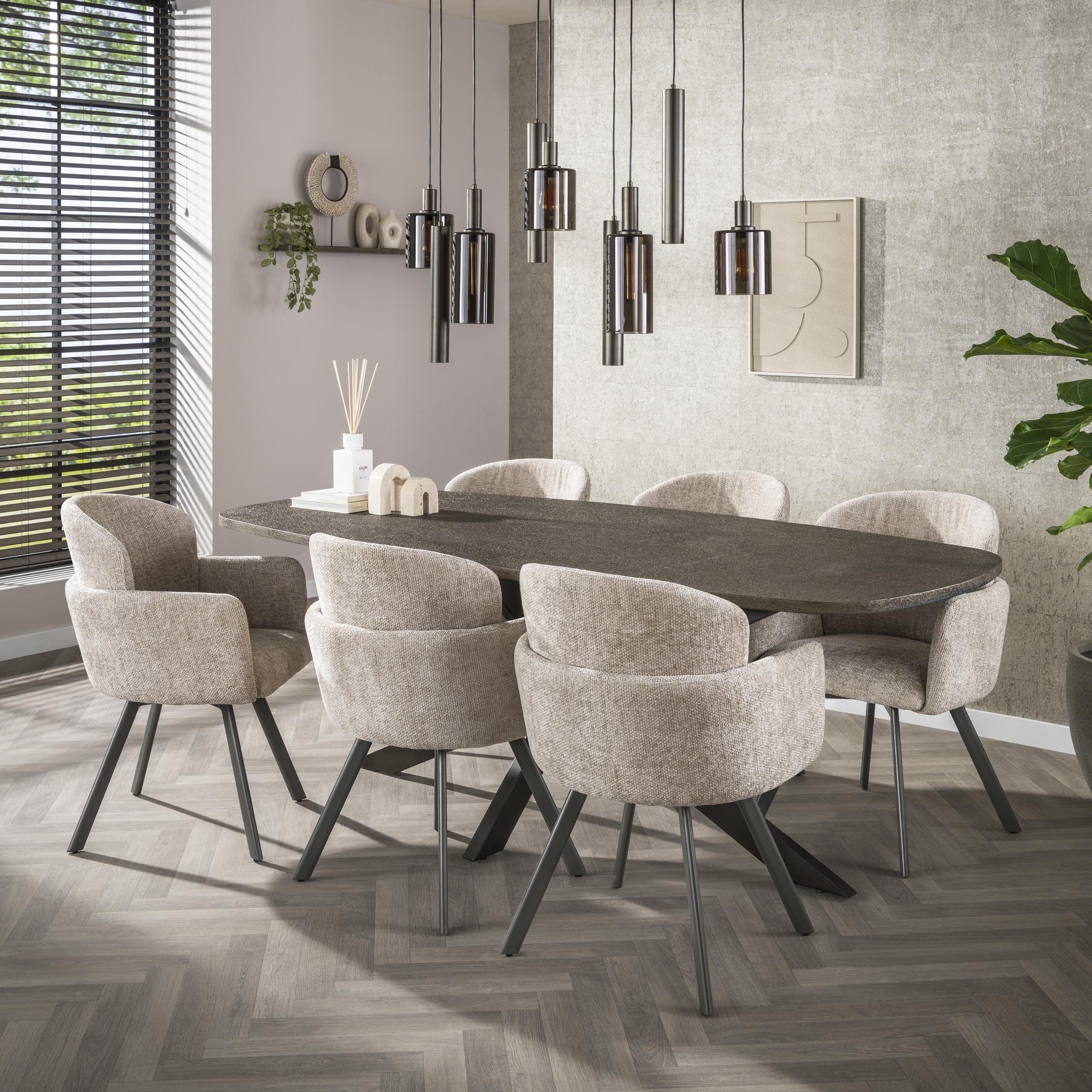 Eettafel Bronvik Deens Ovaal 215 cm - Brons Liquid Metal Bullcraft Eettafel 3255/40l