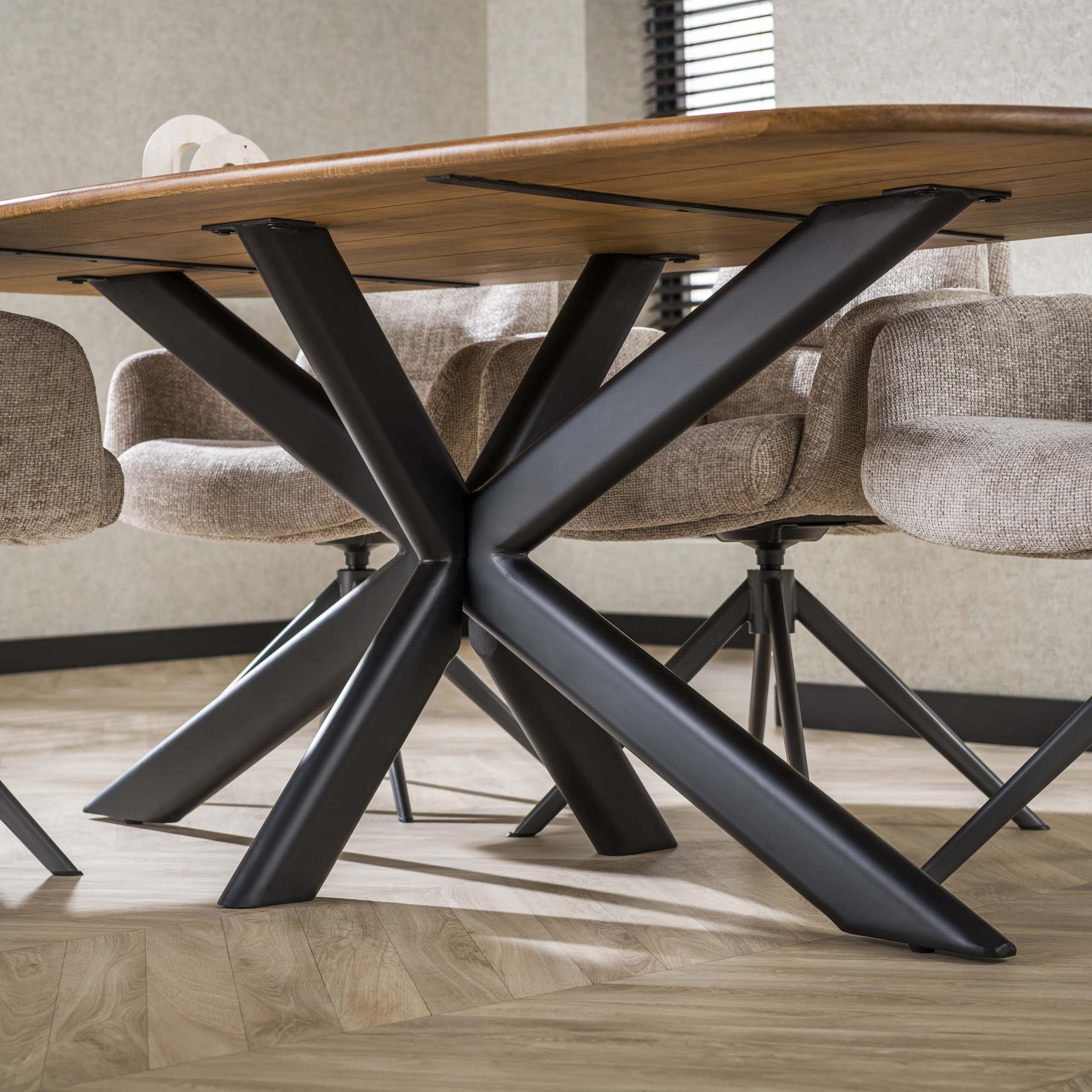 Eettafel Cliff Ovale Buis 215cm - Massief Mango Zand Bullcraft Eettafel 5692/16ZA