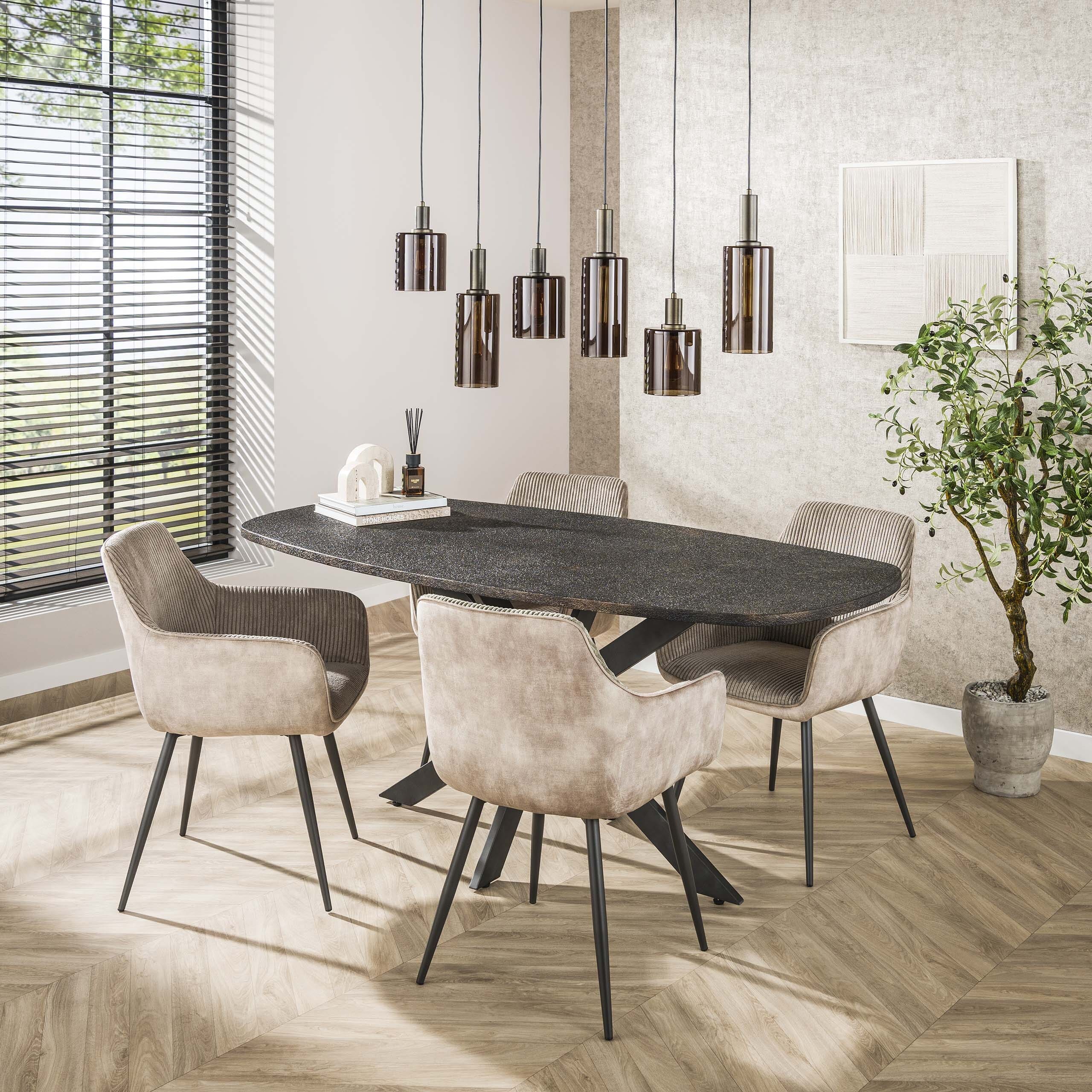 Eettafel Metallic Deens Ovaal 180cm - Grijs Bullcraft Eettafel 3134/48