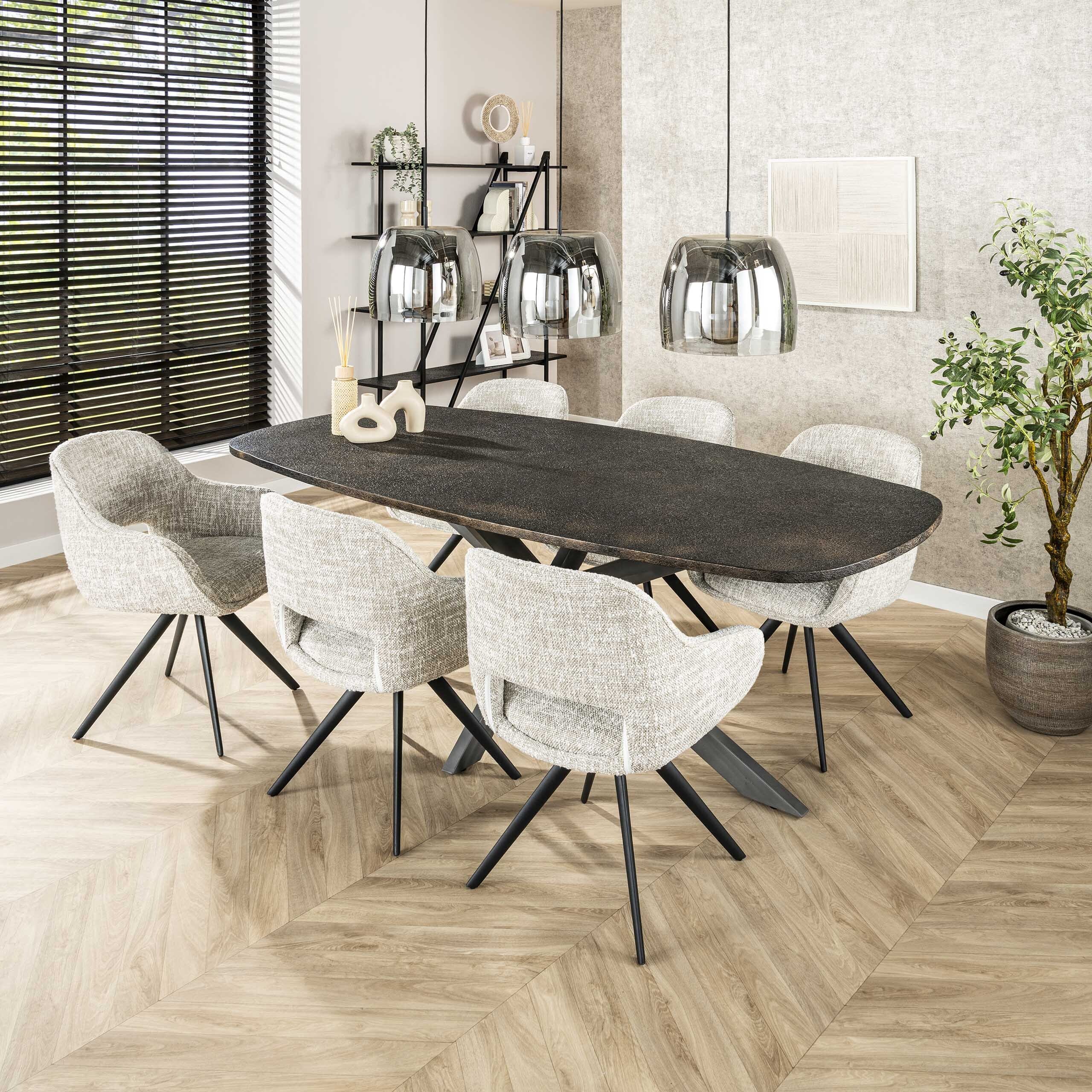 Eettafel Metallic Deens Ovaal 215cm - Grijs Bullcraft Eettafel 3135/48