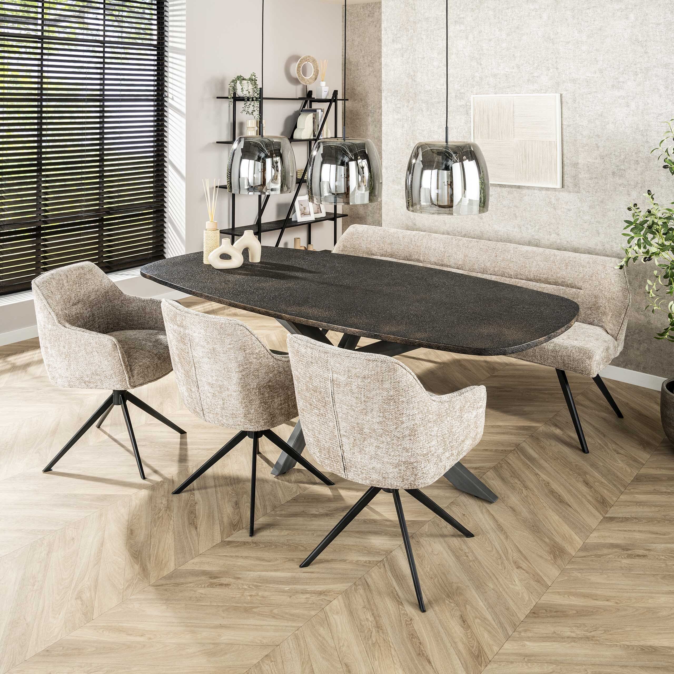 Eettafel Metallic Deens Ovaal 215cm - Grijs Bullcraft Eettafel 3135/48
