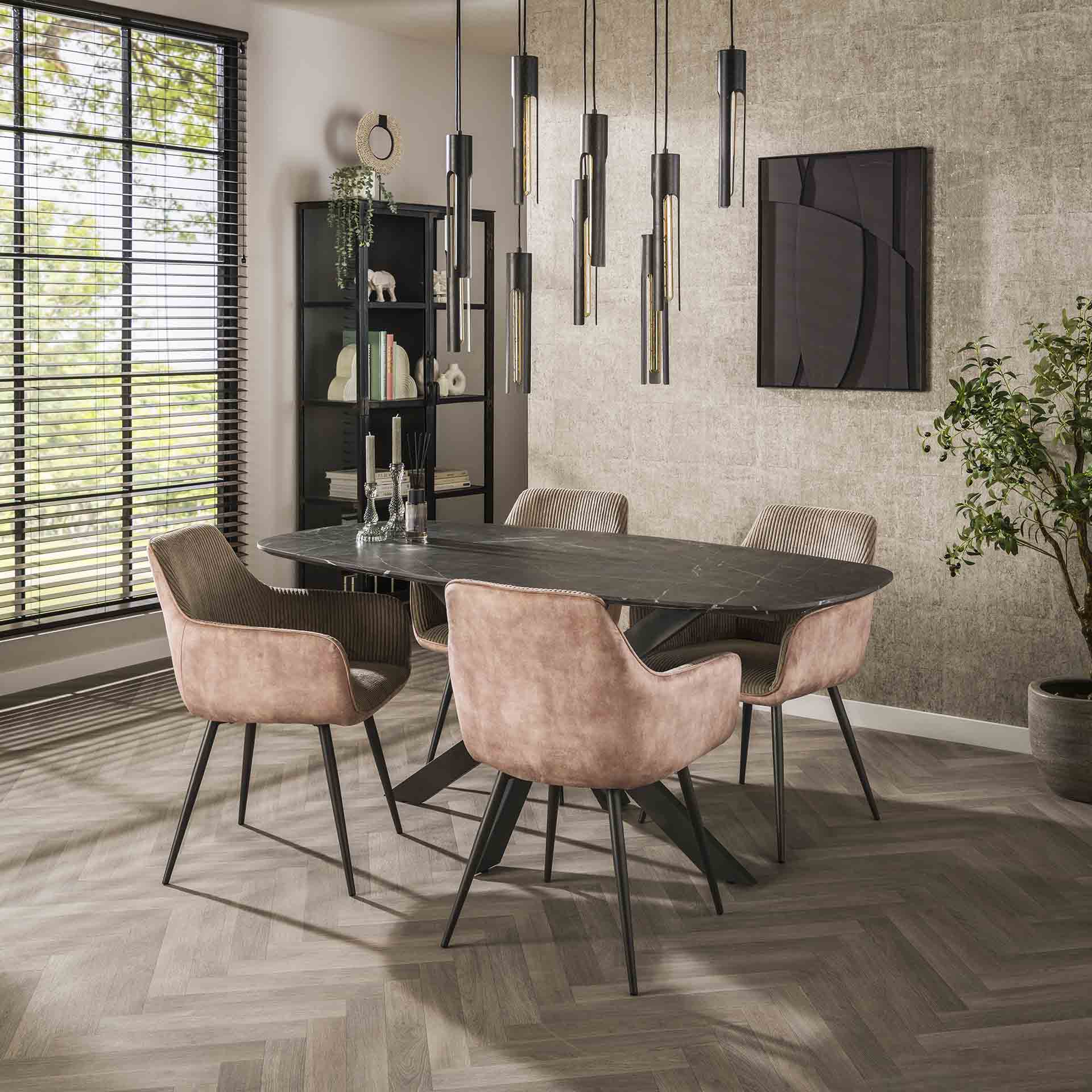 Eettafel Onyx Cross 180 - 3d Melamine Graphite Bullcraft Eettafel 5647/64