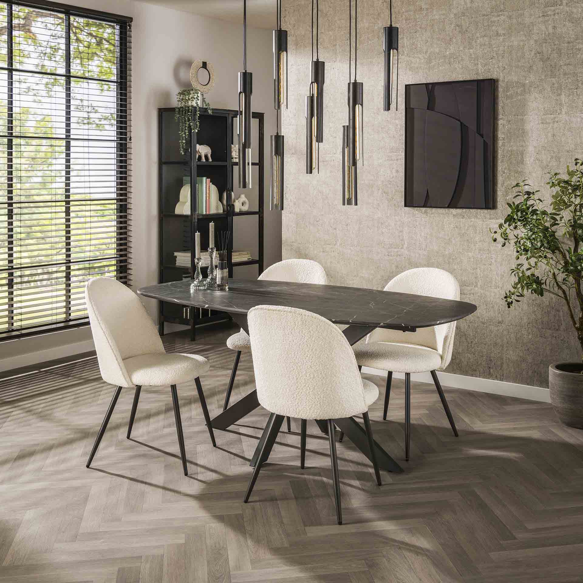 Eettafel Onyx Cross 180 - 3d Melamine Graphite Bullcraft Eettafel 5647/64