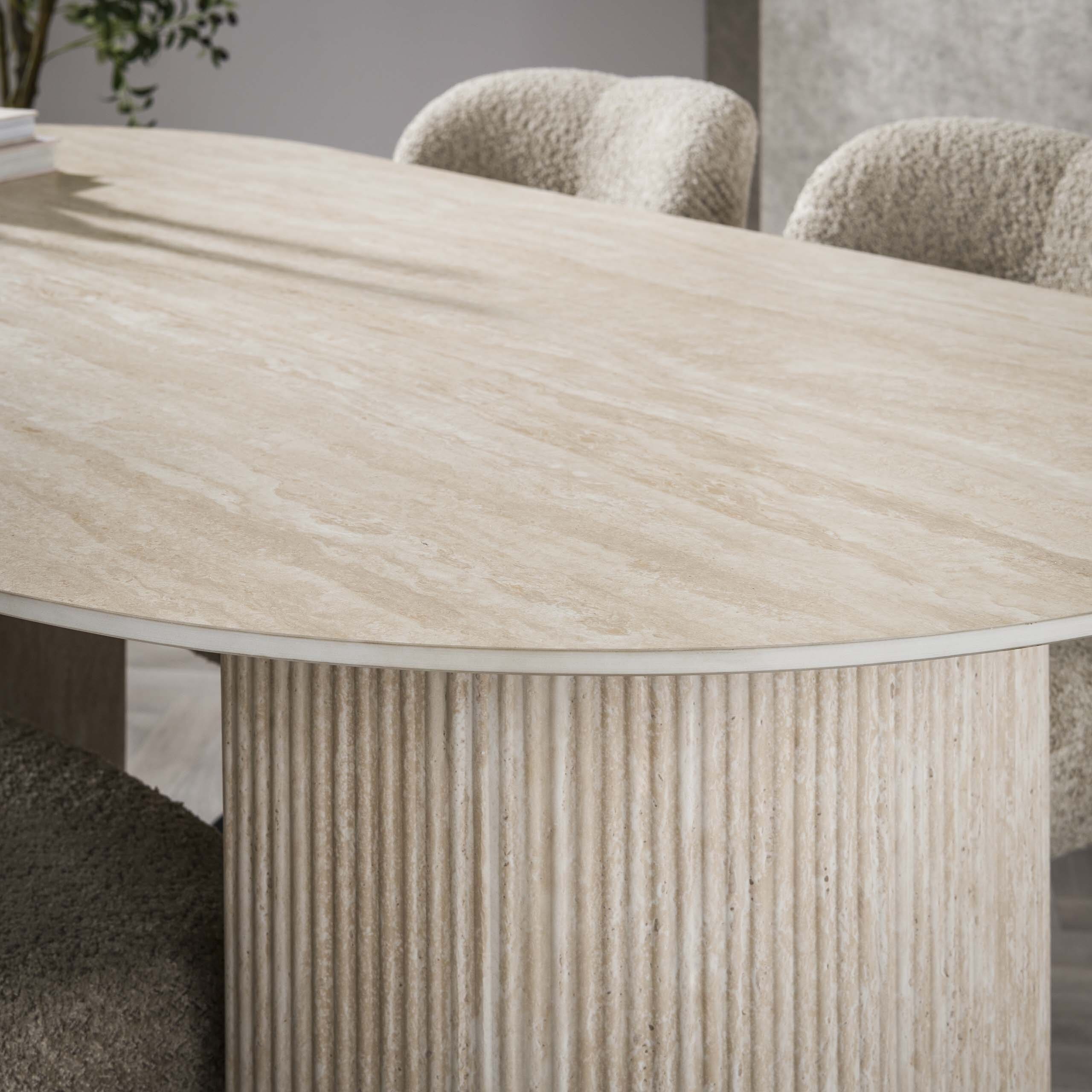 Eettafel Romano Arch Plat Ovaal 180cm - Keramiek Travertin Bullcraft Eettafel 4566/88