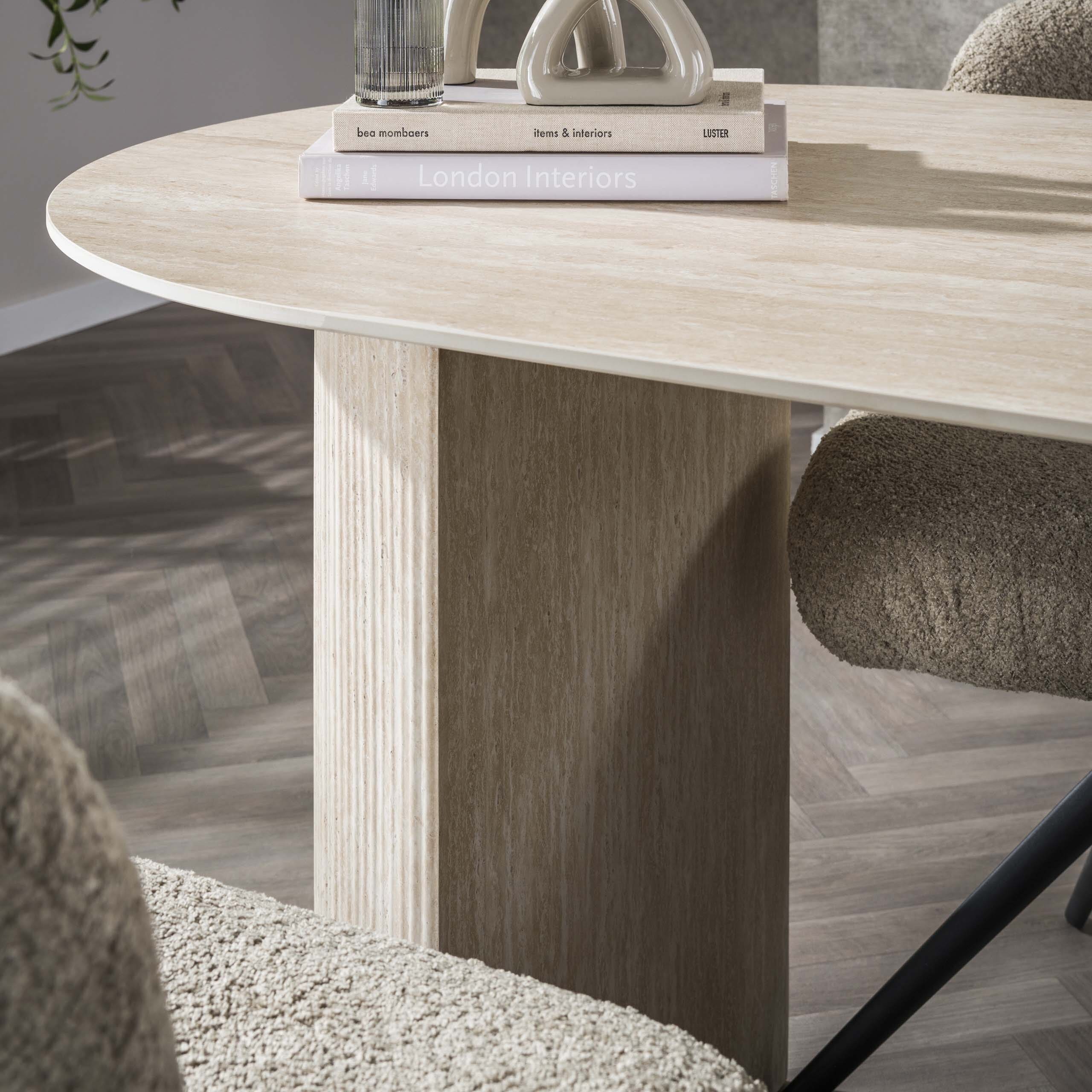 Eettafel Romano Arch Plat Ovaal 180cm - Keramiek Travertin Bullcraft Eettafel 4566/88