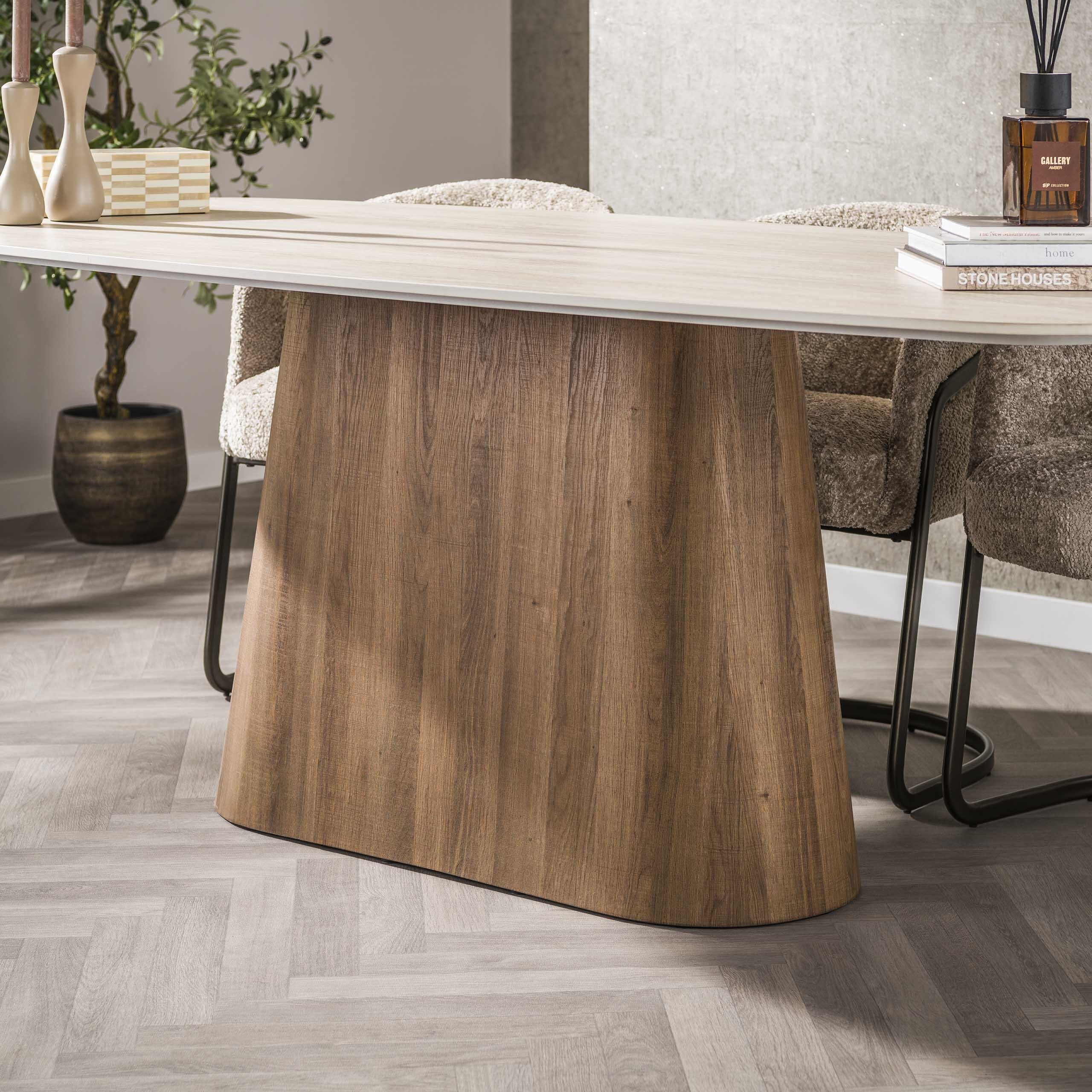 Eettafel Romano Centro Deens Ovaal 215cm - 3D Keramiek Travertin Bullcraft Eettafel 4573/89D