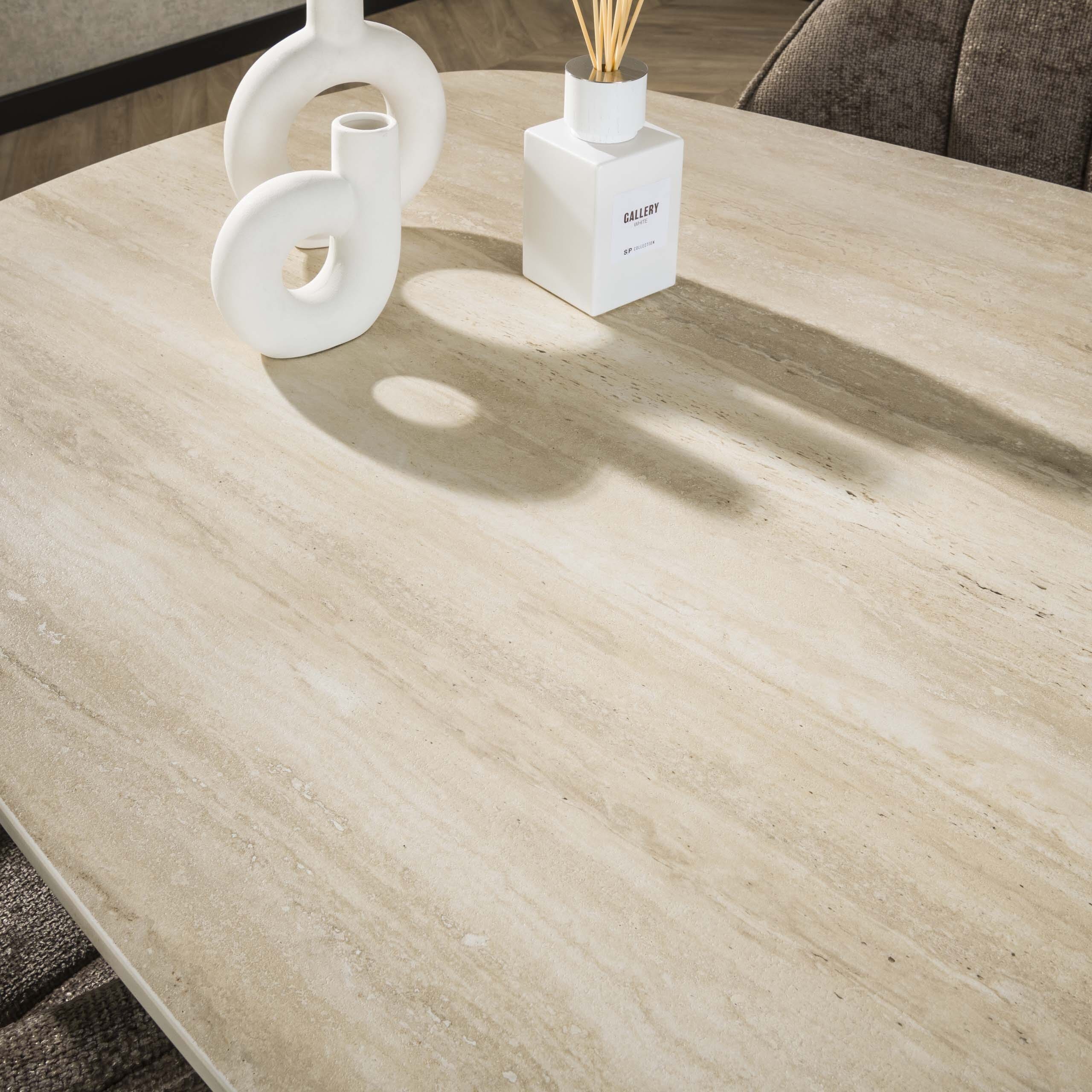 Eettafel Romano Cross Deens Ovaal 215cm - 3D Keramiek Travertin Bullcraft Eettafel 4572/89D