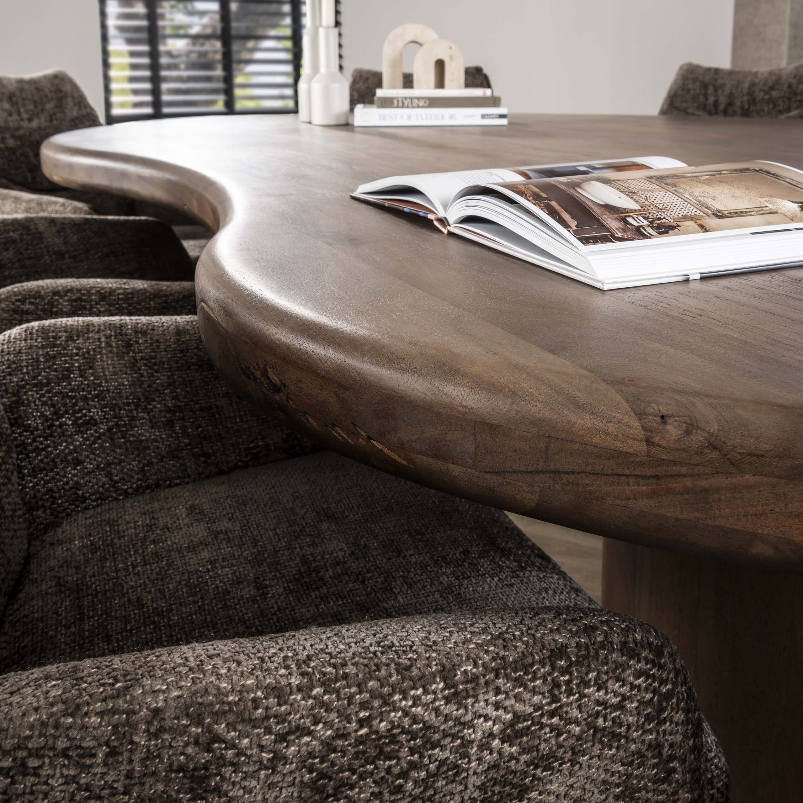 Eettafel Sculpture Niervormig 244x165cm - Massief Acacia Bruin Bullcraft Eettafel 2026/15D