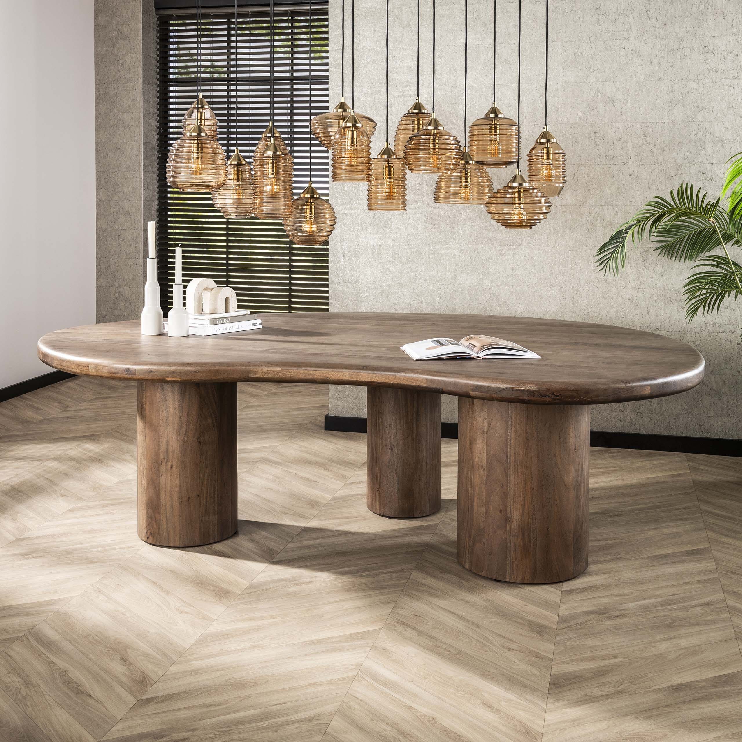 Eettafel Sculpture Niervormig 244x165cm - Massief Acacia Bruin Bullcraft Eettafel 2026/15D