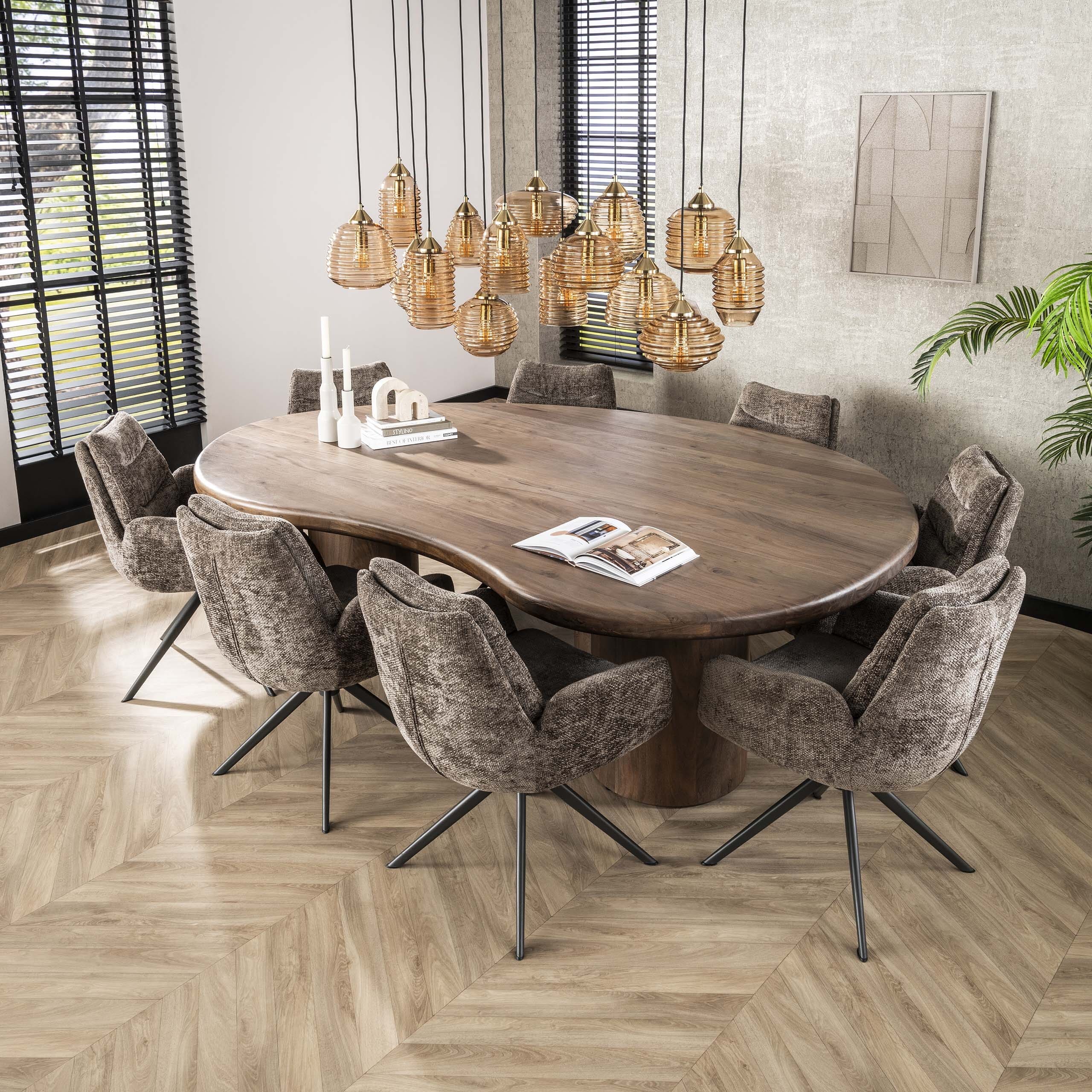 Eettafel Sculpture Niervormig 244x165cm - Massief Acacia Bruin Bullcraft Eettafel 2026/15D