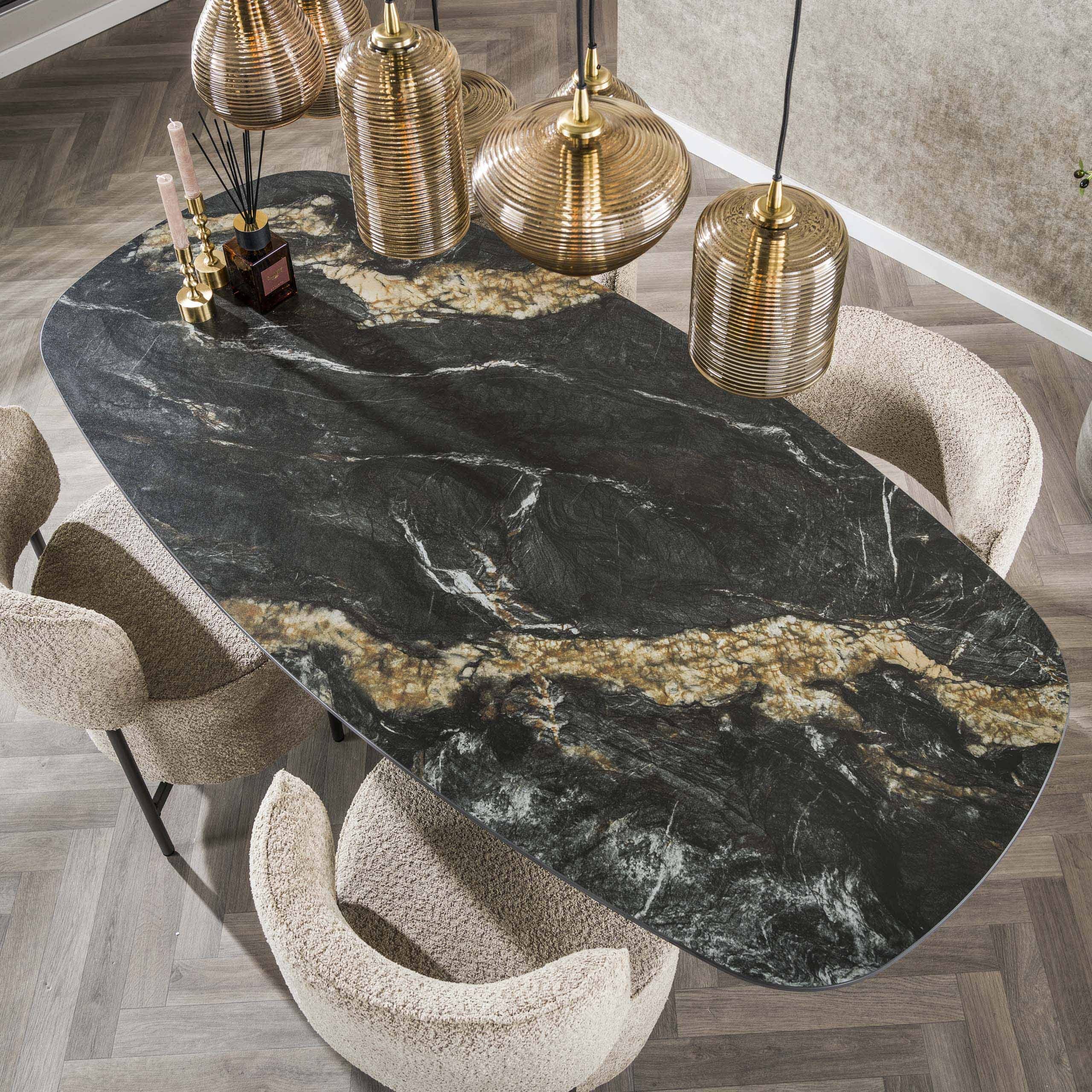 Eettafel Spider Deens Ovaal 180cm - Keramiek Fossil Black Bullcraft Eettafel 4560/86