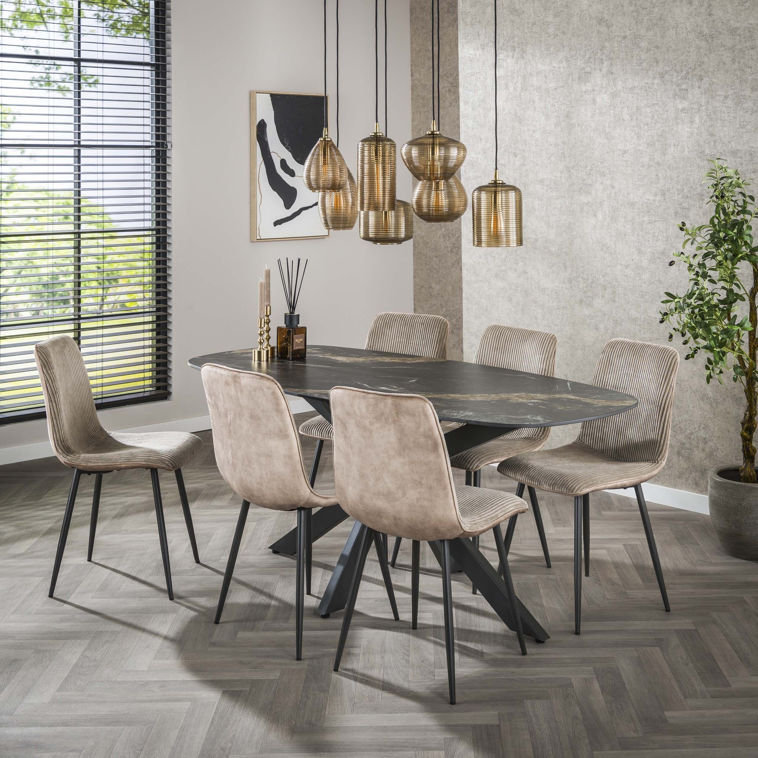 Eettafel Spider Deens Ovaal 180cm - Keramiek Fossil Black Bullcraft Eettafel 4560/86