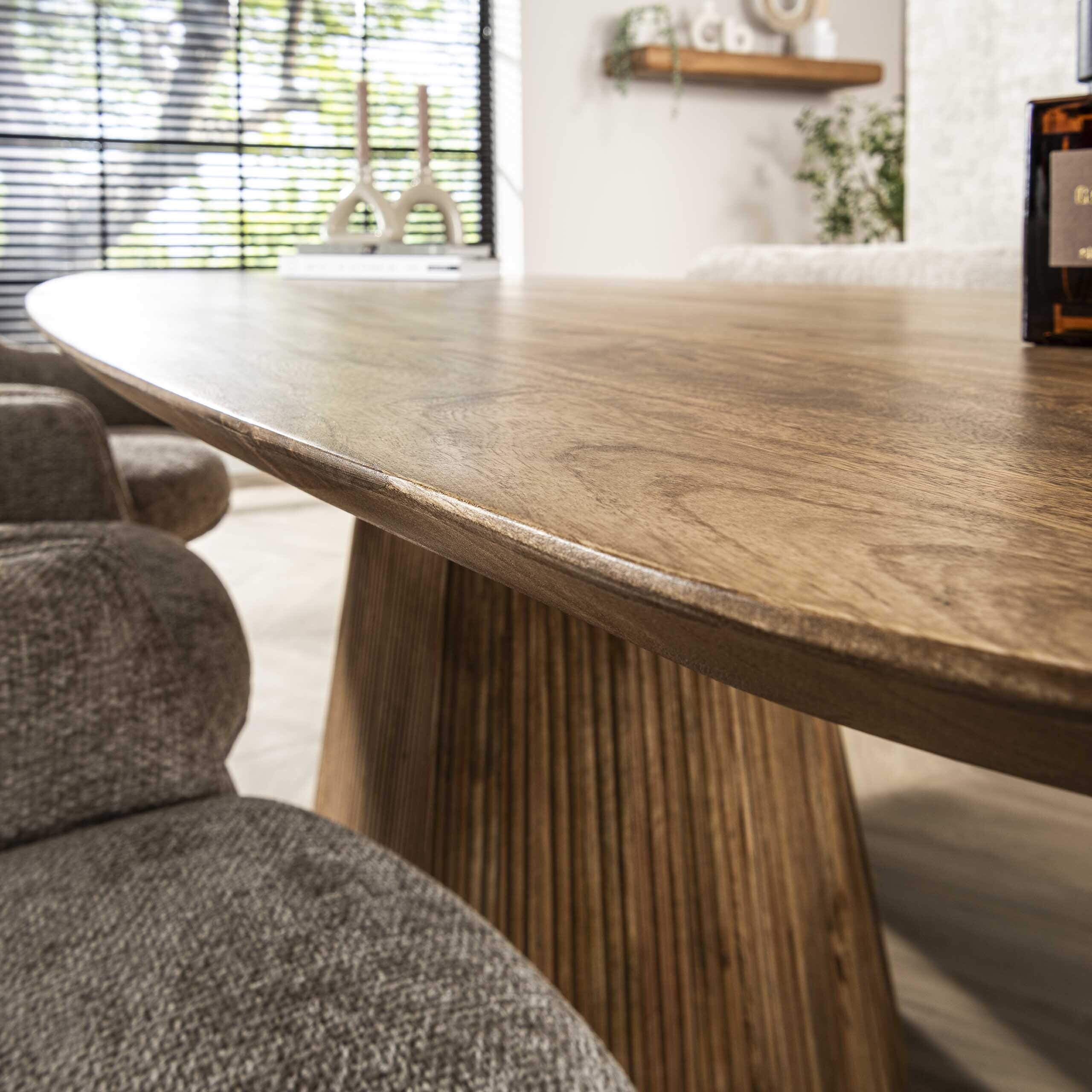 Eettafel Wave Centro Deens Ovaal 215cm - Massief Mango Zand Bullcraft Eettafel 2298/16ZA