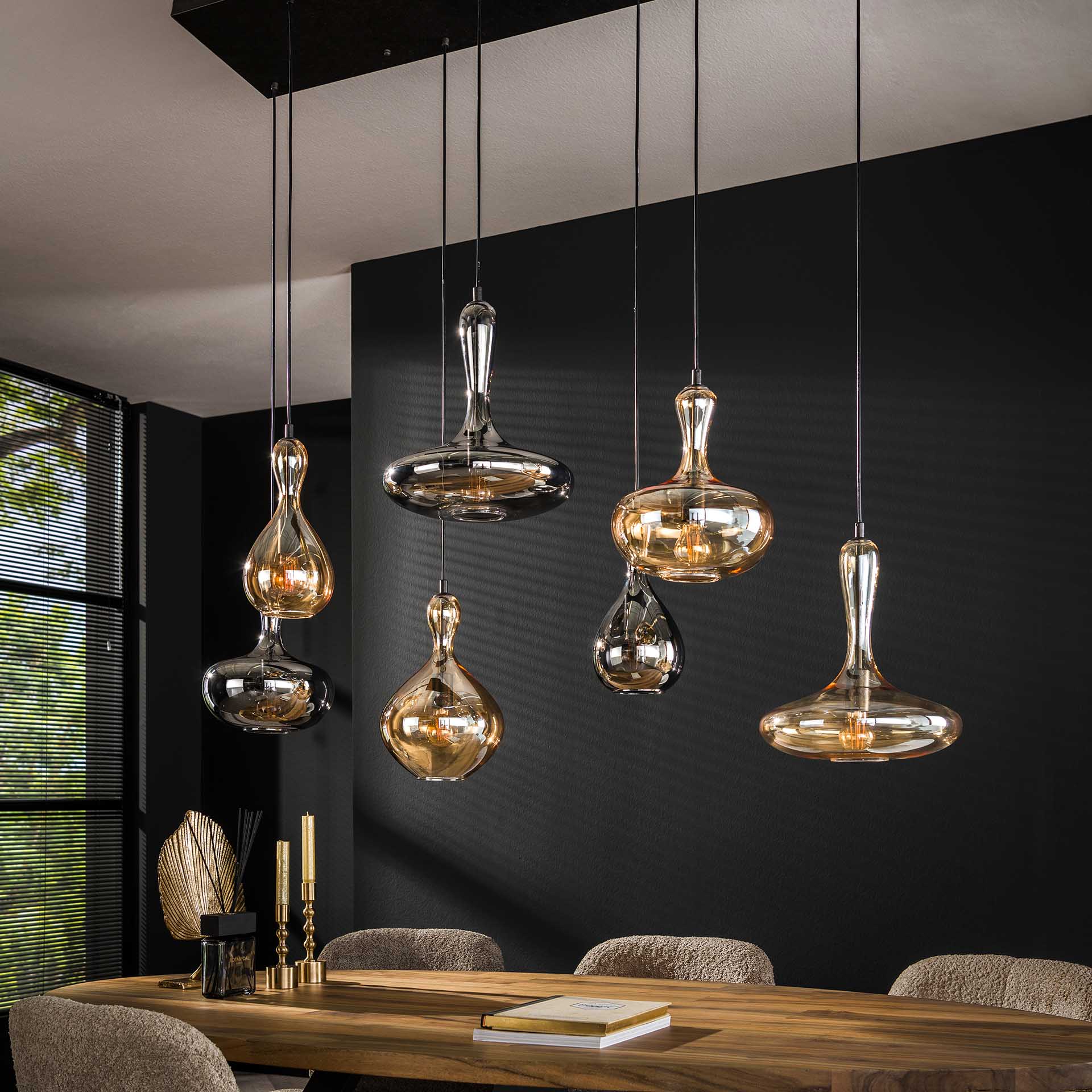 Hanglamp Karaf 4+3L - Artic Zwart Bullcraft Hanglamp 7444/77