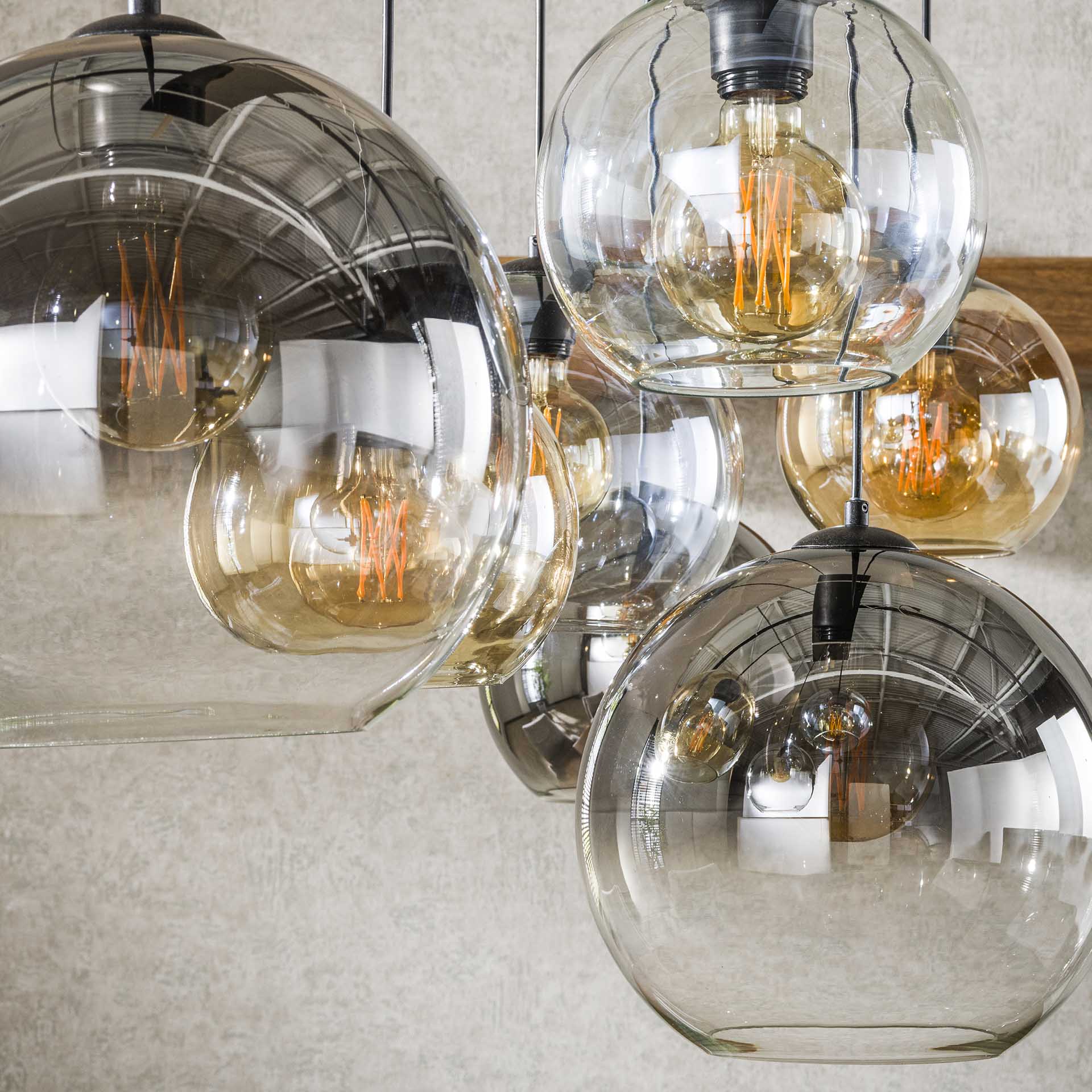 Hanglamp Multi Globe 4+3L - Artic Zwart Bullcraft Hanglamp 7877/77