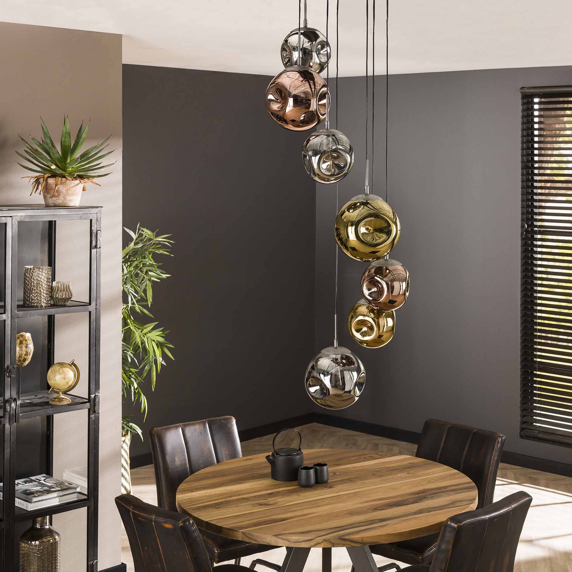 Hanglamp Stellar 7L - Oud Zilver Bullcraft Hanglamp 7459/29