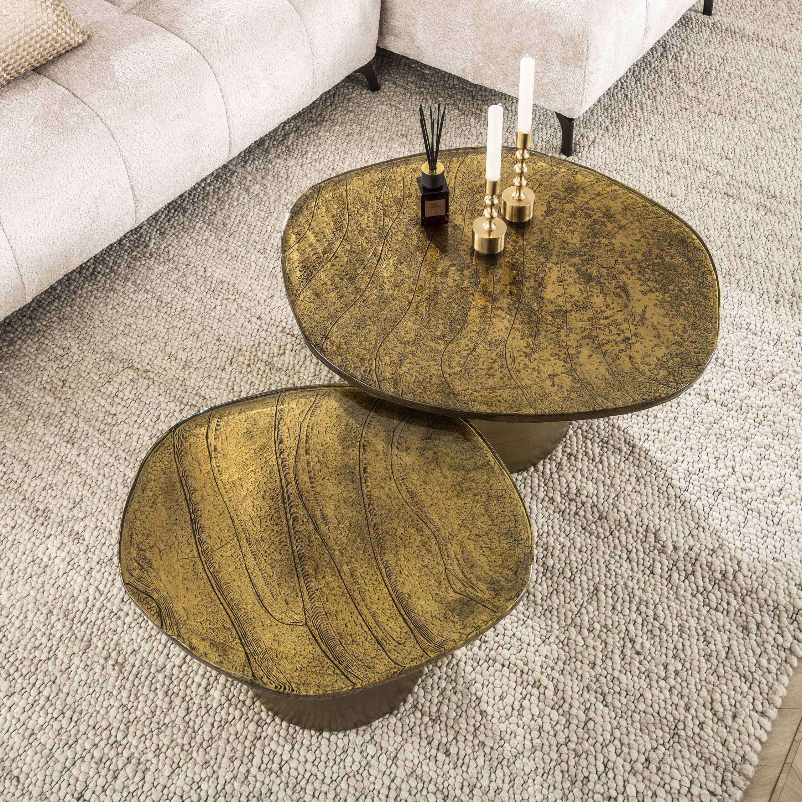 Salontafel Eclipse Set Van 2 - Antiek Goud Bullcraft Salontafel 3067/34A