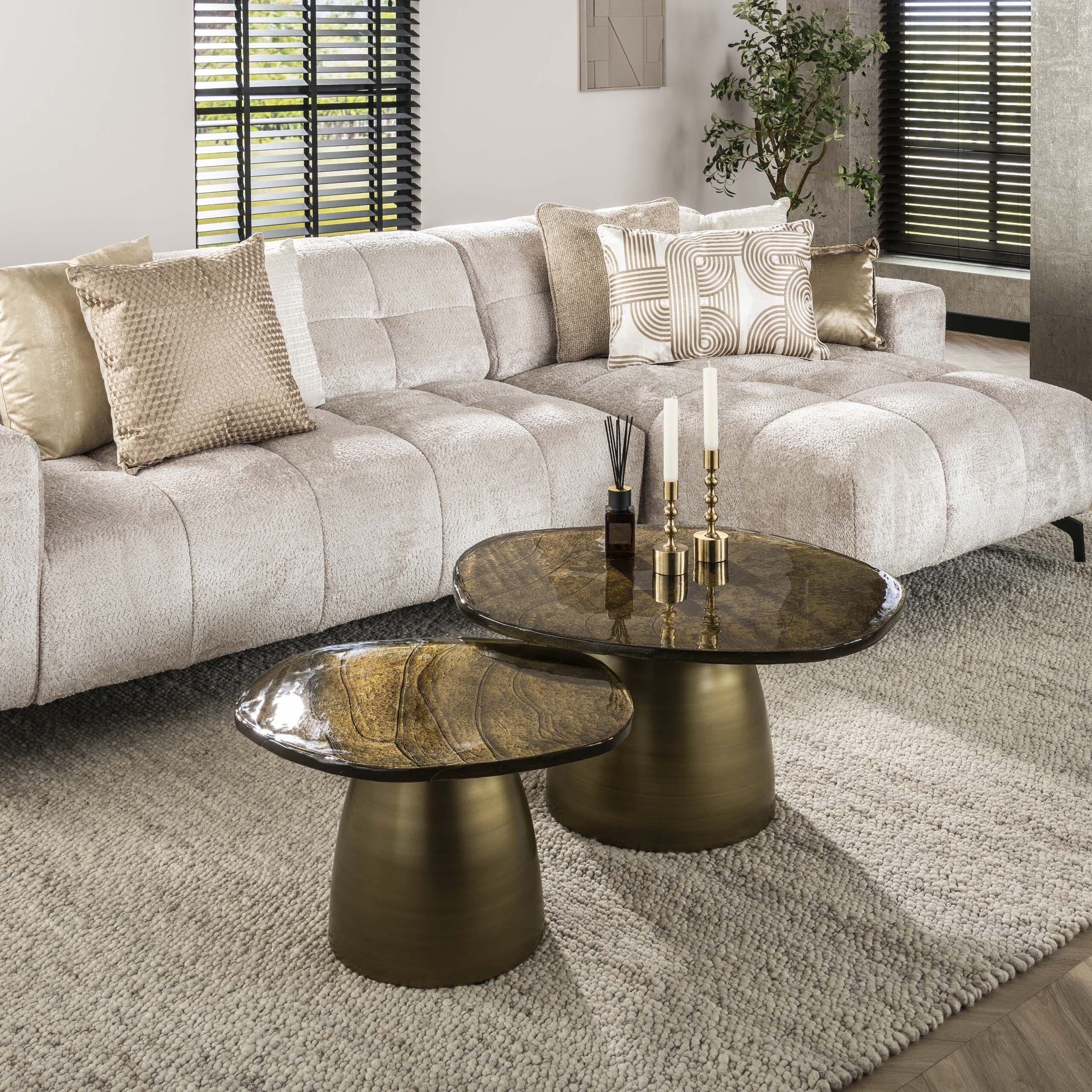 Salontafel Eclipse Set Van 2 - Antiek Goud Bullcraft Salontafel 3067/34A