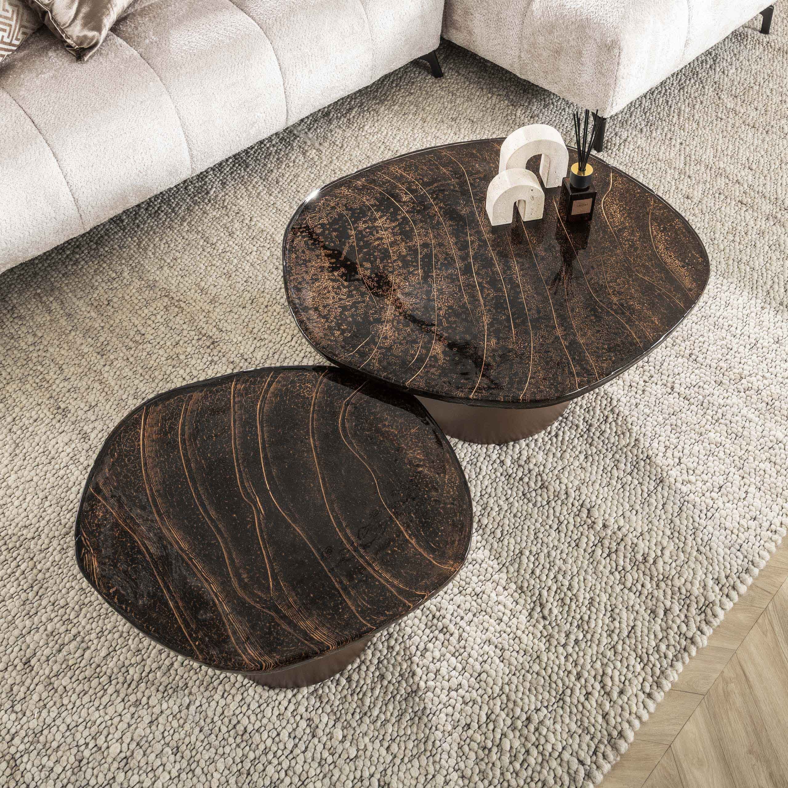 Salontafel Eclipse Set Van 2 - Antiek Koper Bullcraft Salontafel 3067/32A