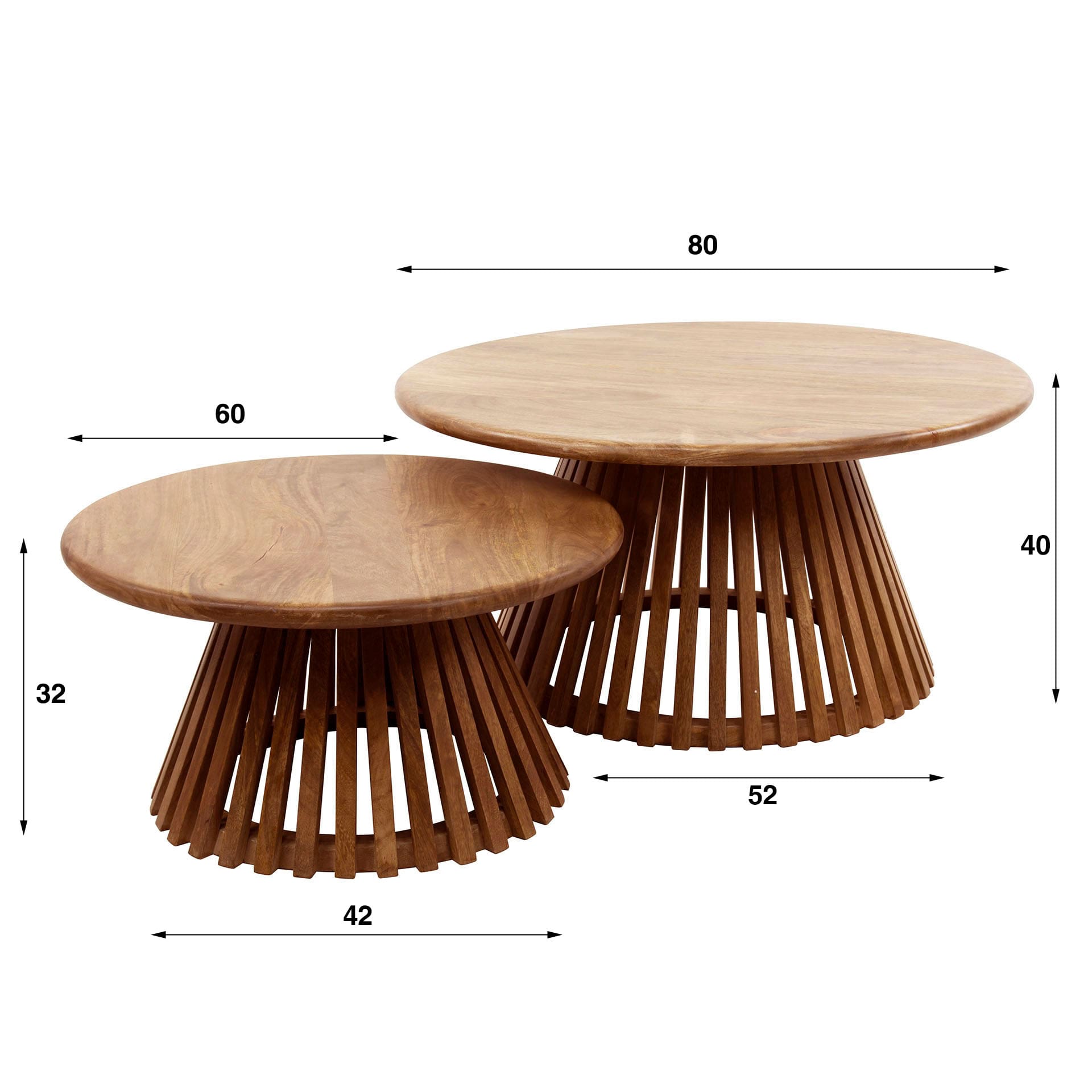 Salontafel Tweak Cone Set-2 - Massief Mango Zand Bullcraft Salontafel 2387/16ZA
