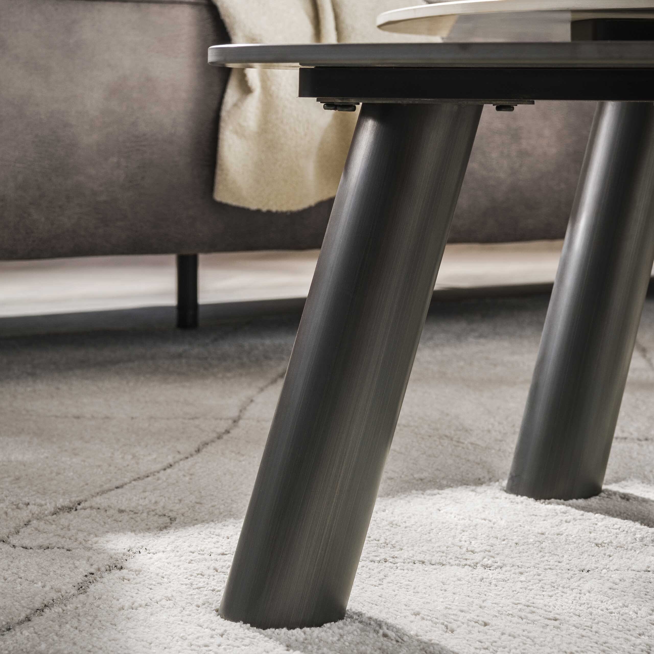 Salontafel Twin Log Set Van 2 - 3D Keramiek Travertin Zwart-grijs Bullcraft Salontafel 5711/87D