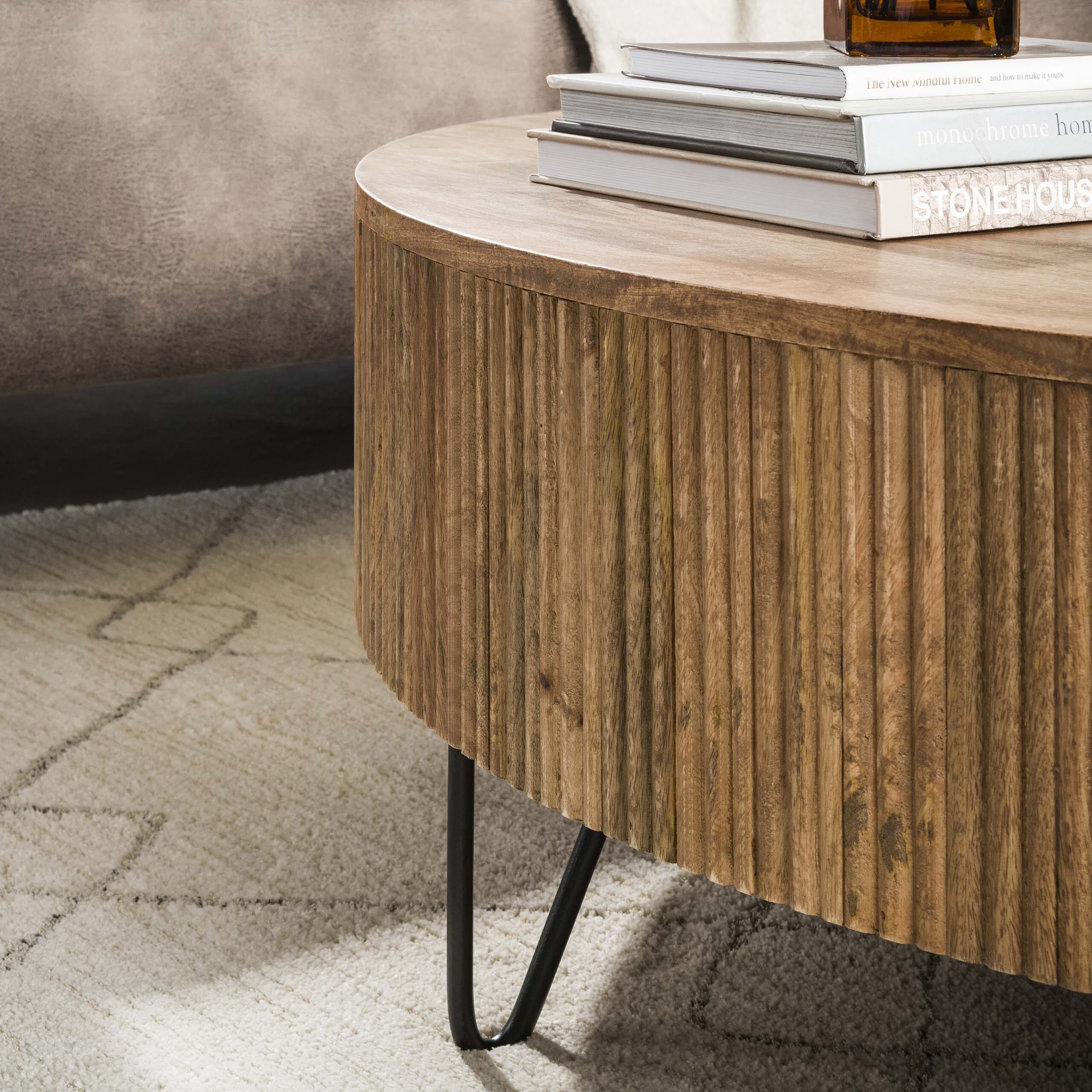 Salontafel Wave Ø120cm - Massief Mango Zand Bullcraft Salontafel 2333/16ZA