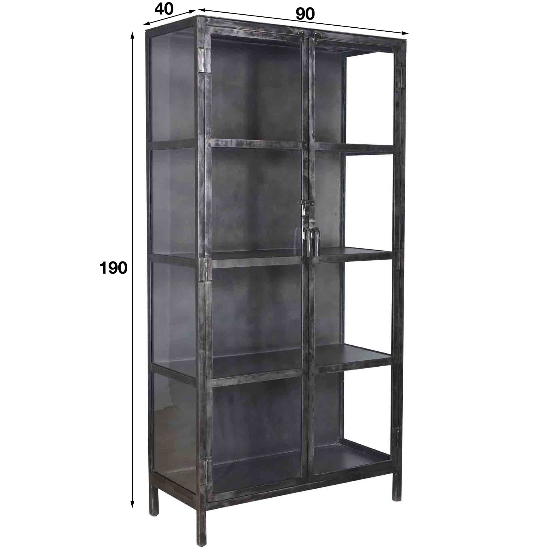 Vitrinekast Rift Metal 2D - Gunmetal Bullcraft Vitrinekast 5863/44G
