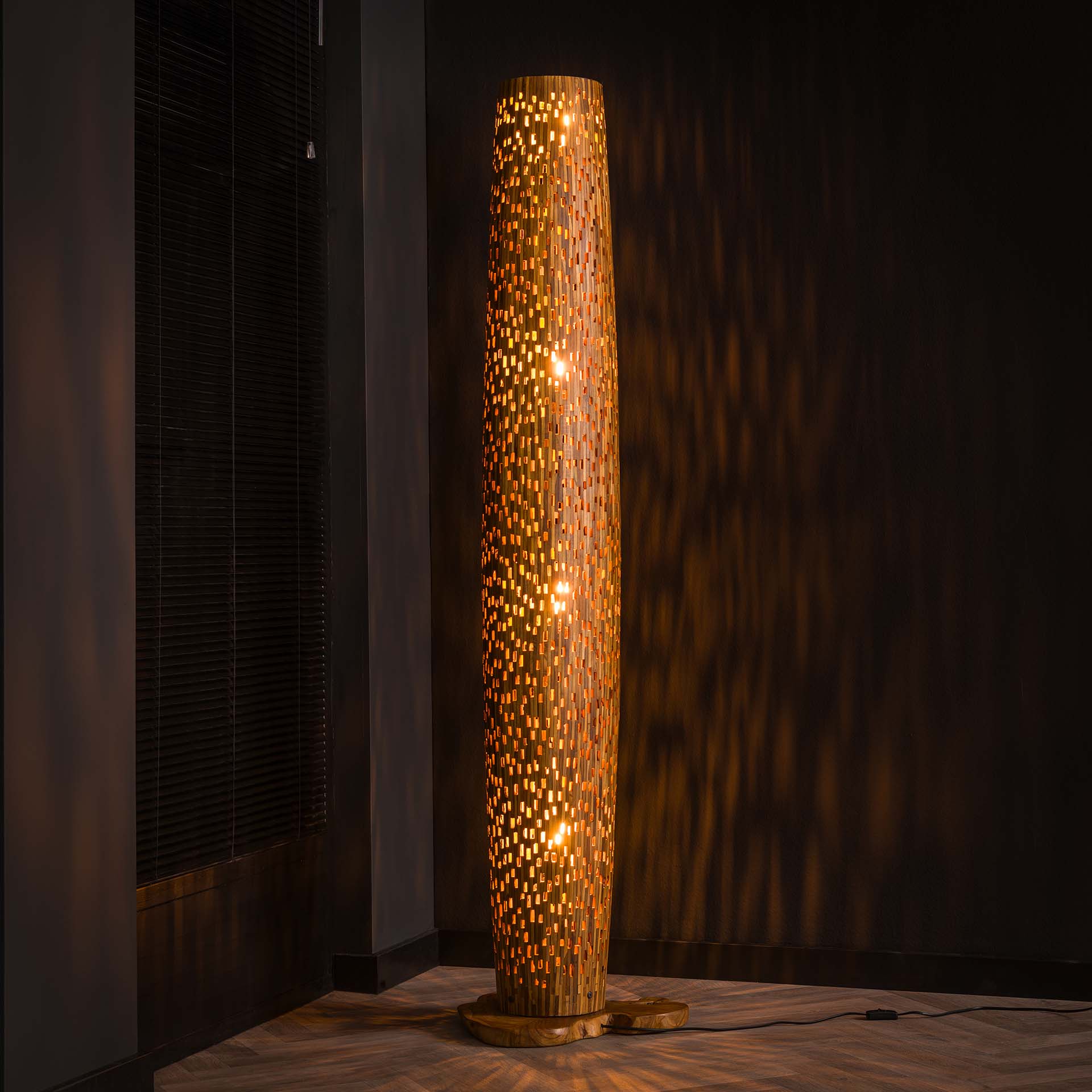 Vloerlamp Bars L 4L - Massief Teak Bullcraft Vloerlamp 8082/13