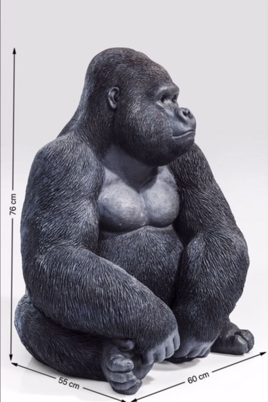 Beeld Monkey Gorilla Side XL Black 76cm Kare Design Beeld 39378