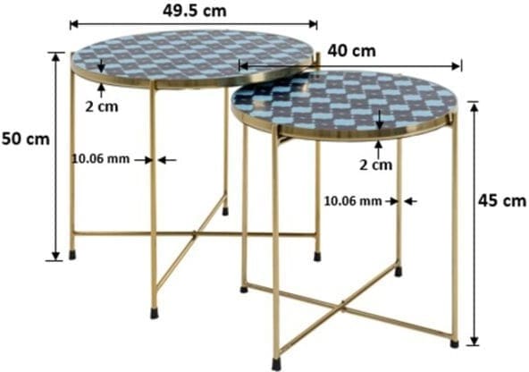 Bijzettafel Amba (2/Set) Kare Design Bijzettafel 86336