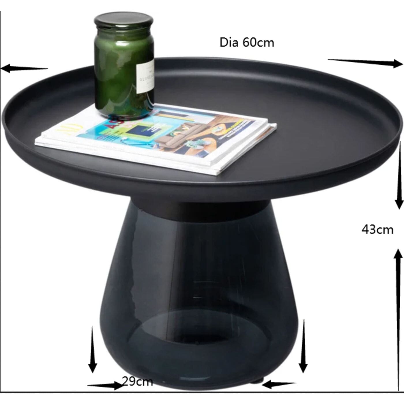 Bijzettafel Bottiglia Smoke Ø 60cm Kare Design Bijzettafel 87470