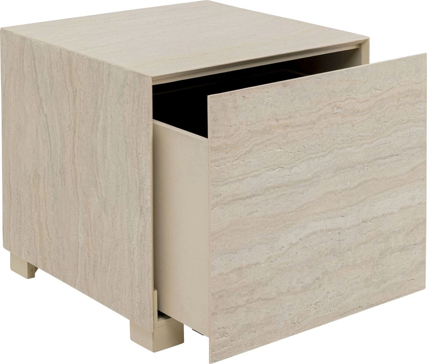 Bijzettafel Travertino Drawer 45x45cm Kare Design Bijzettafel 71052