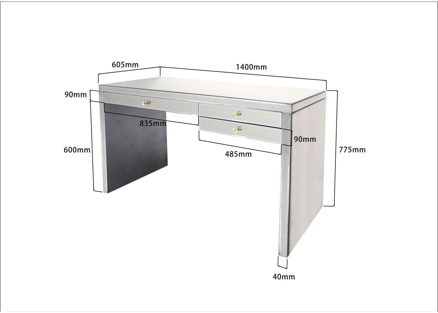 Bureau Luxury Pearl 140x60cm - Afbeelding 22