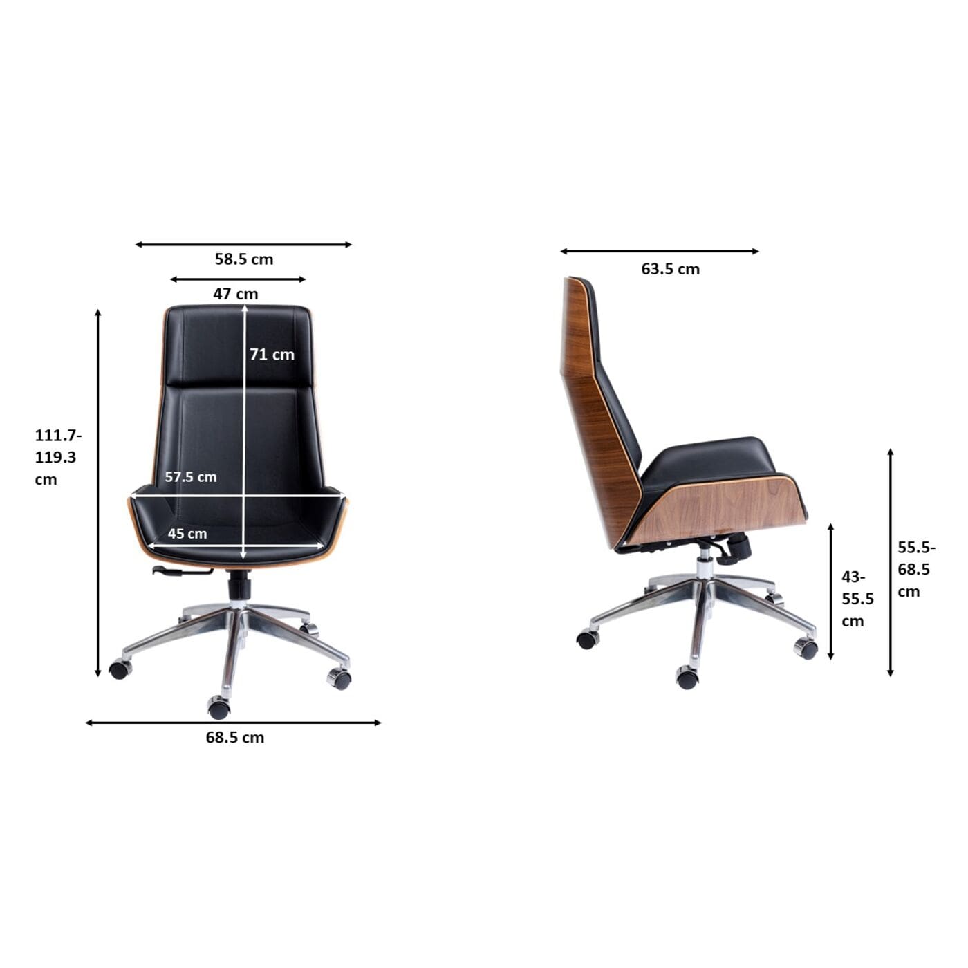 Bureaustoel Rouven 120cm Kare Design Bureaustoel 86108