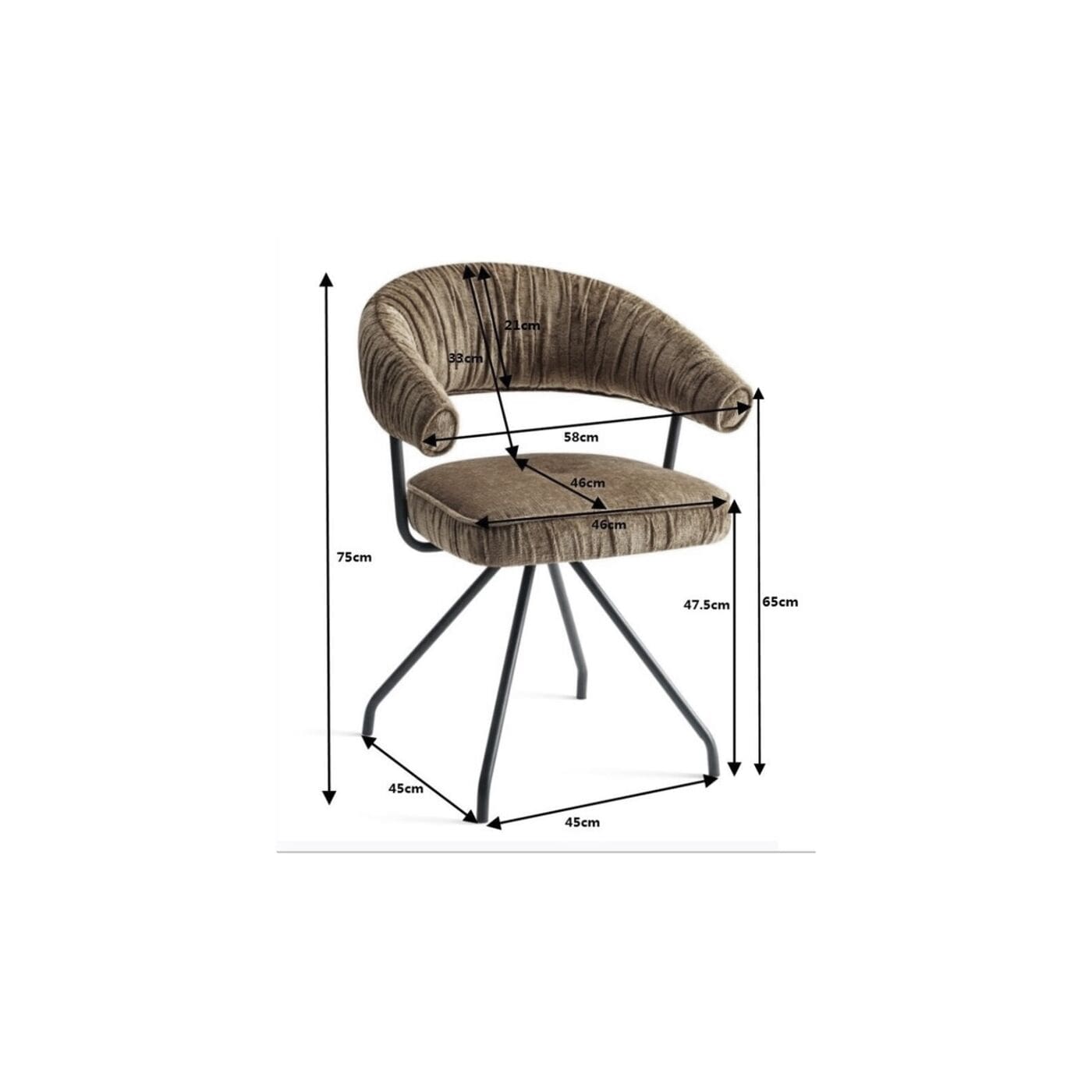 Draaistoel Arabella Silver Kare Design Eetkamerstoel 87358