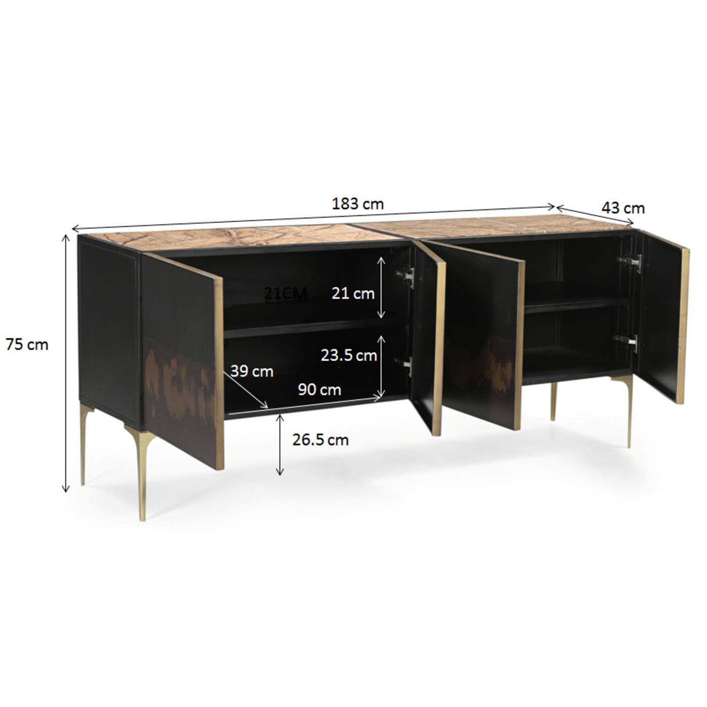 Dressoir Fuoco 183cm Kare Design Dressoir 87619